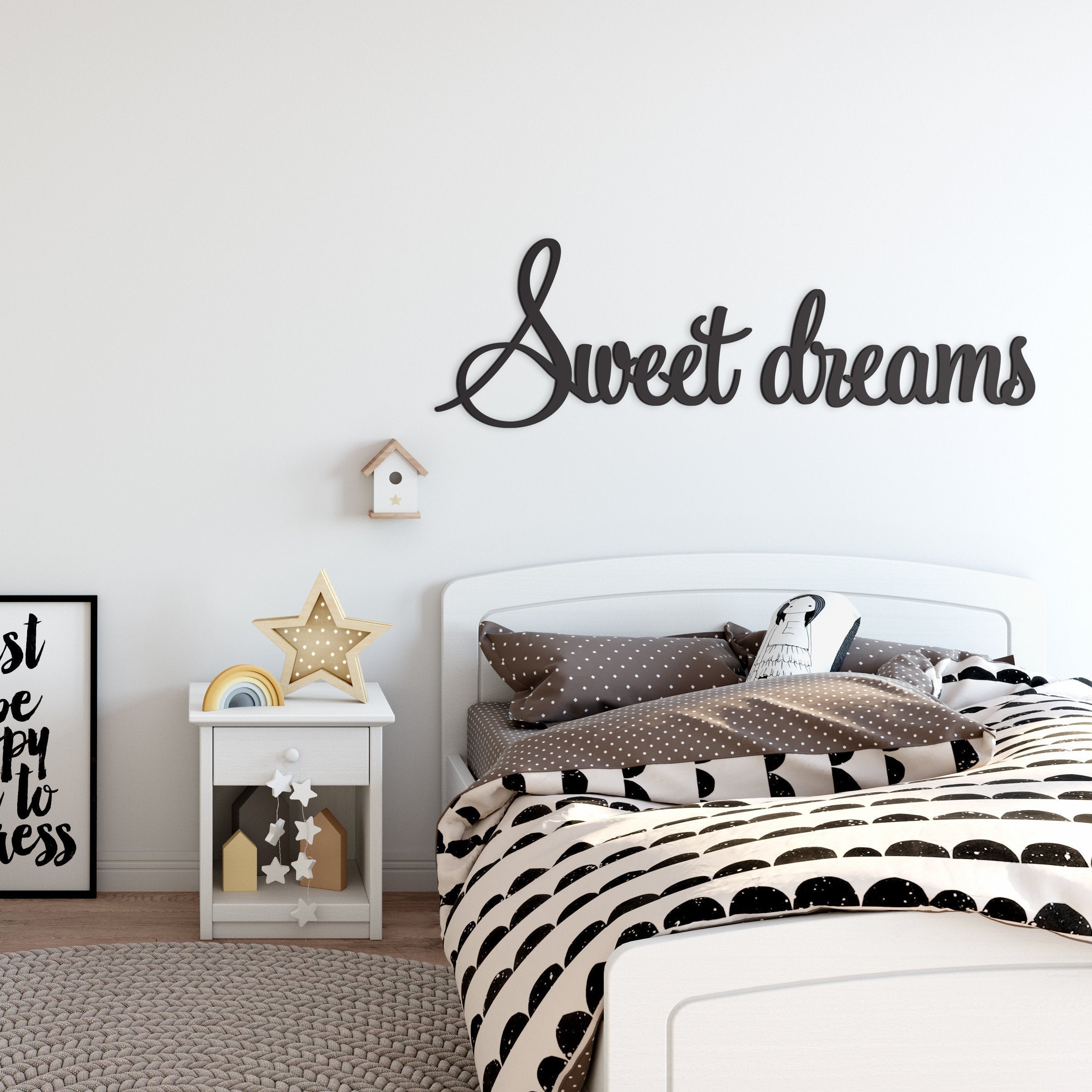 Sweet Dreams, Nursery Decor, Large Bedroom Wall Decor over the Bed, Lettering 3D Bedroom Decor, SKU:Sweet-0