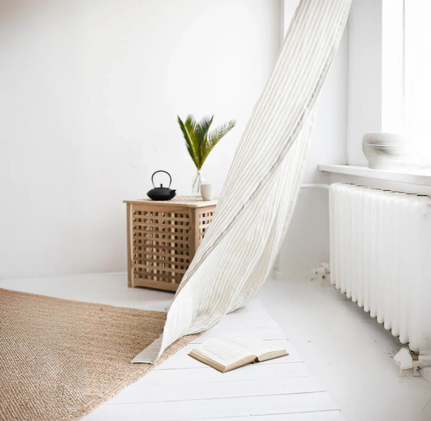 Light Filtering Striped Linen Curtains - Natural Semi-Sheer for Living Rooms & Bedrooms-3