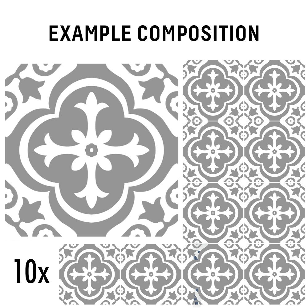 Tile Stickers, Fliesenaufkleber, Moroccan Pattern, Fireplace Decoration, Tile Decoration, PACK of 10, SKU:MOROFR-4