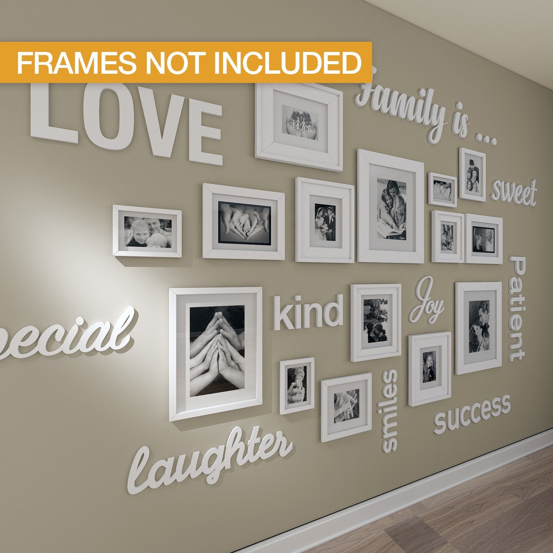 Gallery wall 3D quotes , gallery wall decor , gallery wall frames , gallery wall art set, gallery wall frames - SKU:GWAL-1