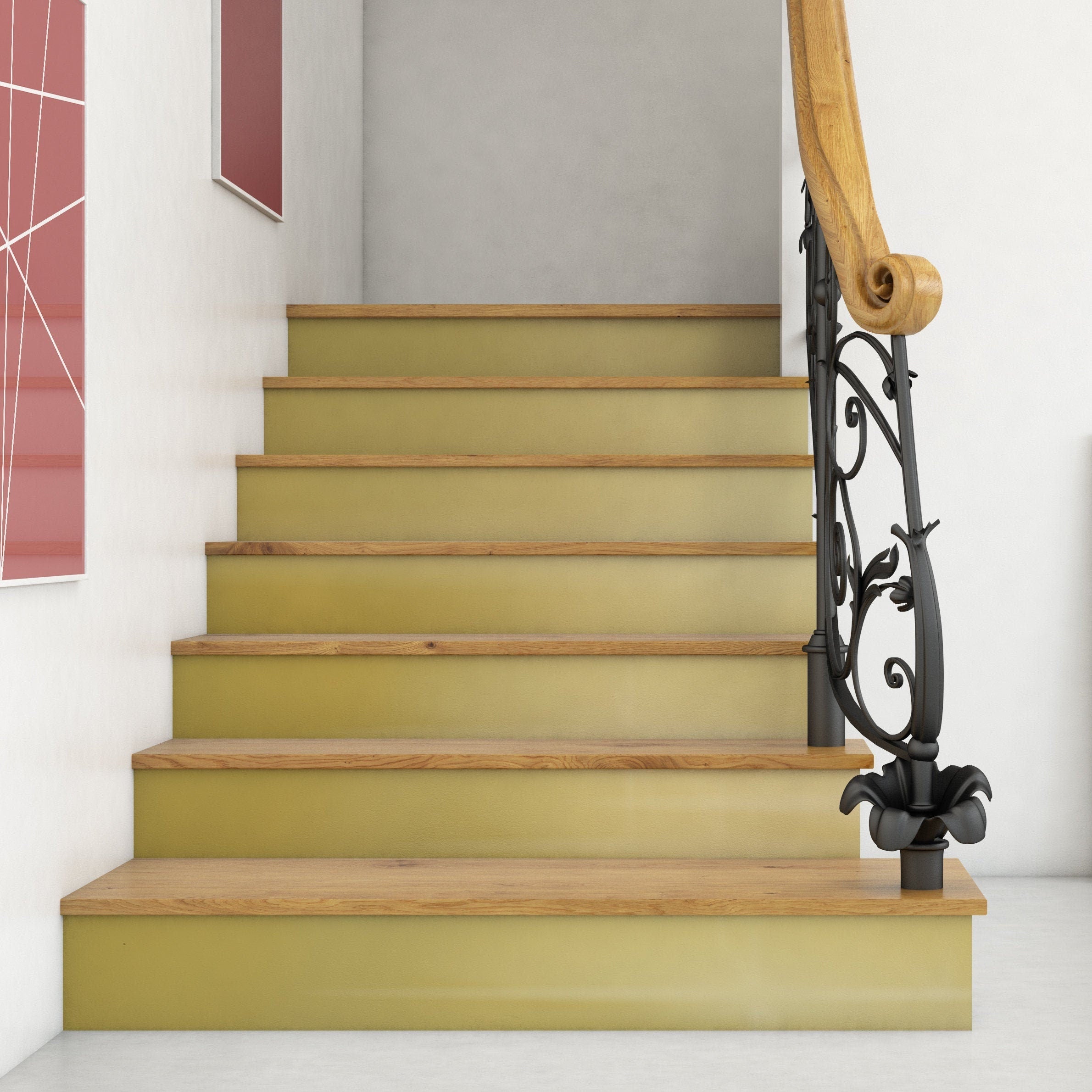 Gold Stair Riser, Silver Stair Riser, Stickers Escalier, Peel Stick Vinyl, Solid Color, Pack of 10, SKU:GSST-0