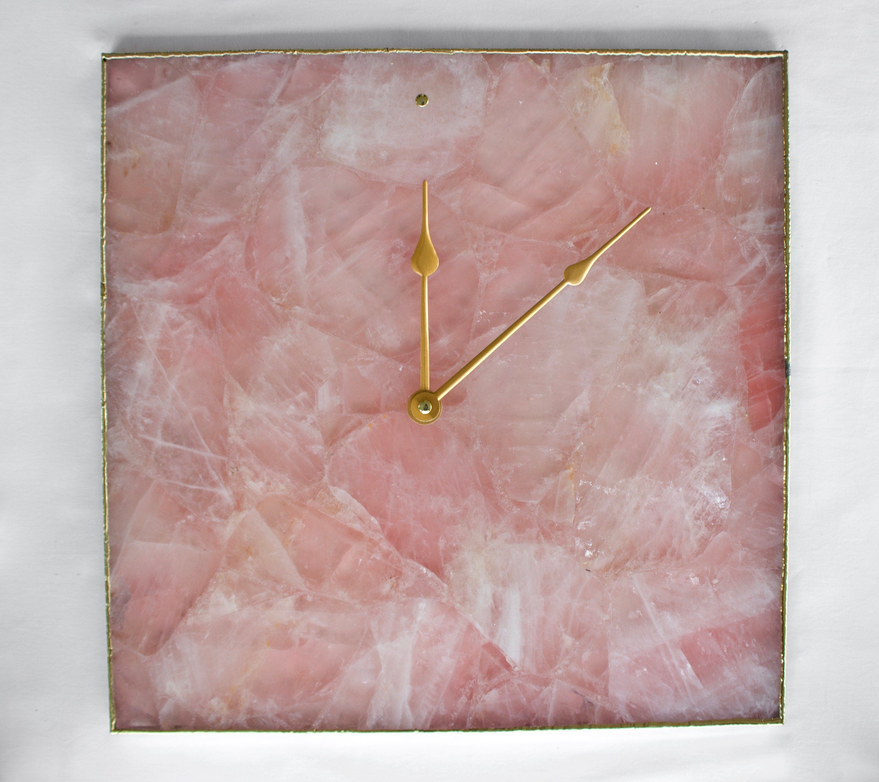 Rose Quartz Agate Wall Clock | Square | Pink-0