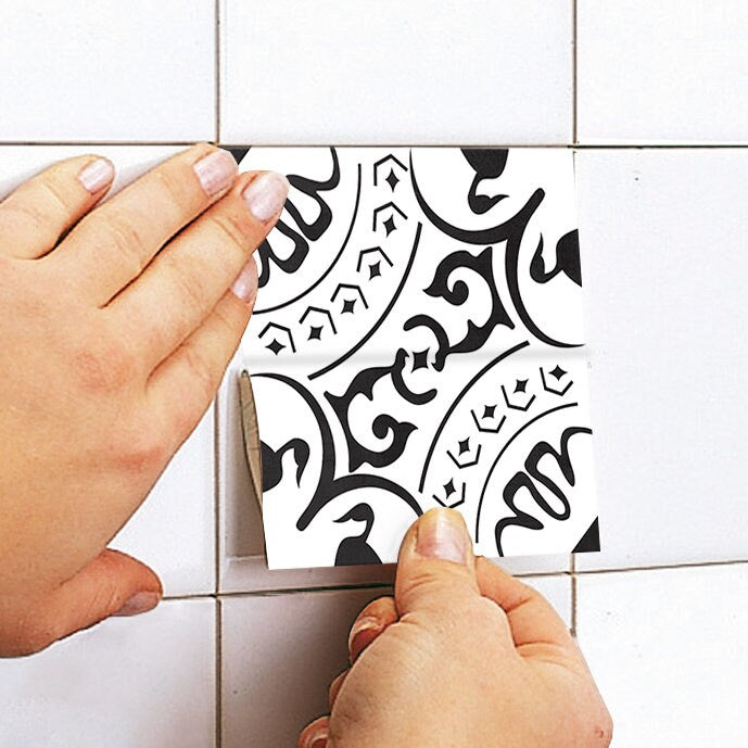 Antalya Pattern Tile Stickers, Waterproof, Tile Decoration, For Floor or Wall, Tiles for Bathroom, PACK of 10, SKU:ALYA-4