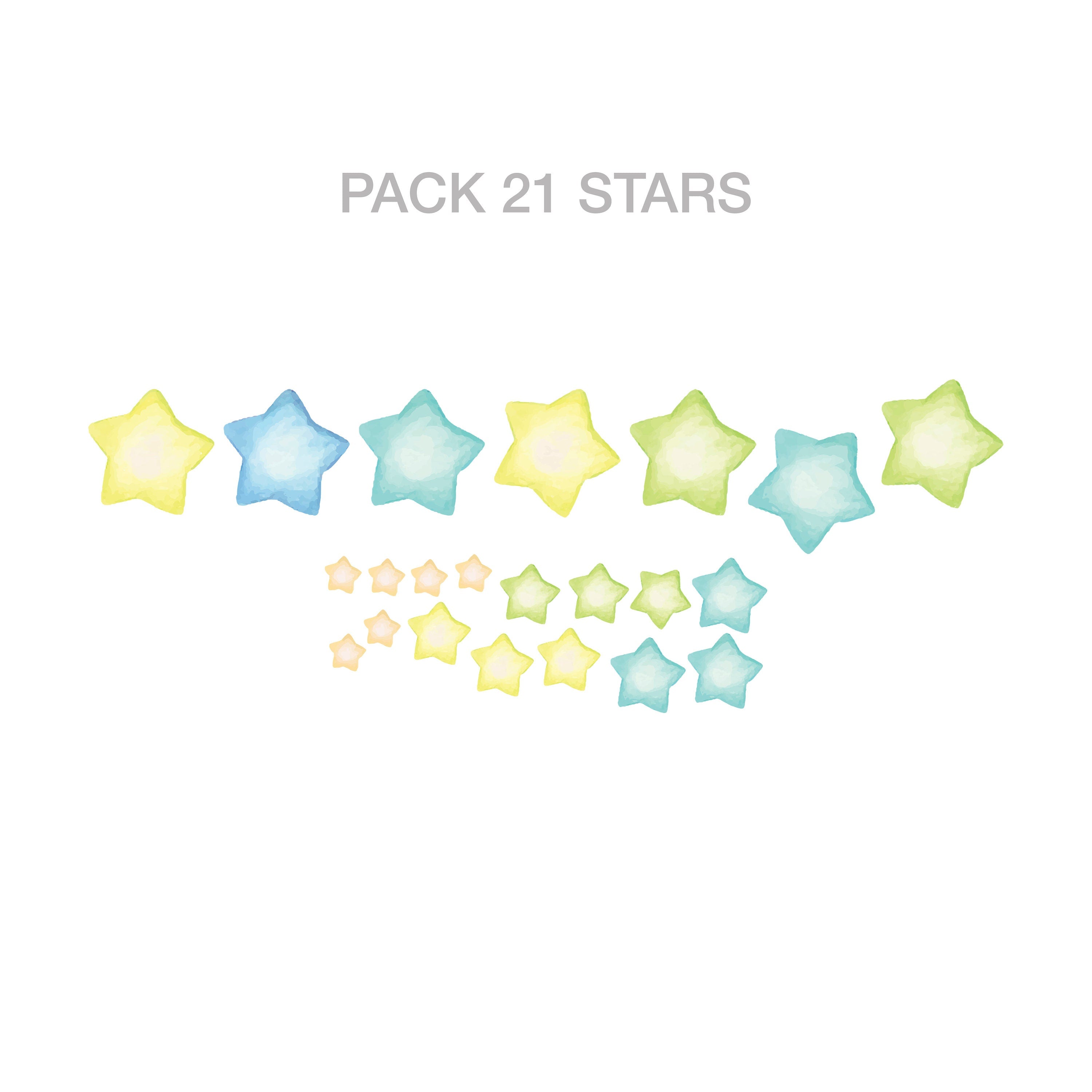 Watercolor Stars Wall Decals, Nursery Stickers, Ombre Stars, Kids Wall Stickers, Pastel Colors, SKU:STBG-3