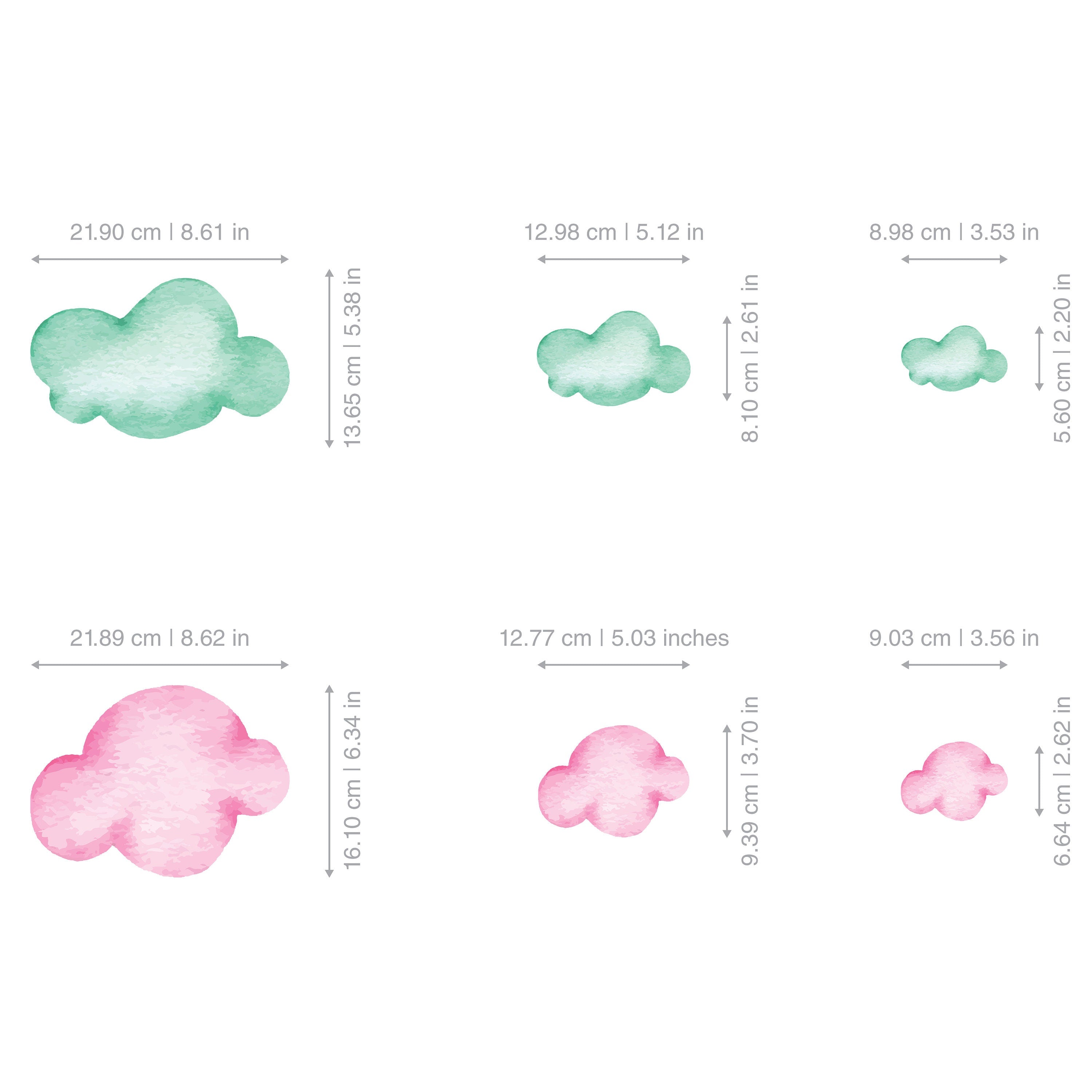 Watercolor Clouds Wall Decal, Nursery Stickers, Cloud Stickers, Kids Wall Stickers, Pastel Colors, SKU:COPG-4