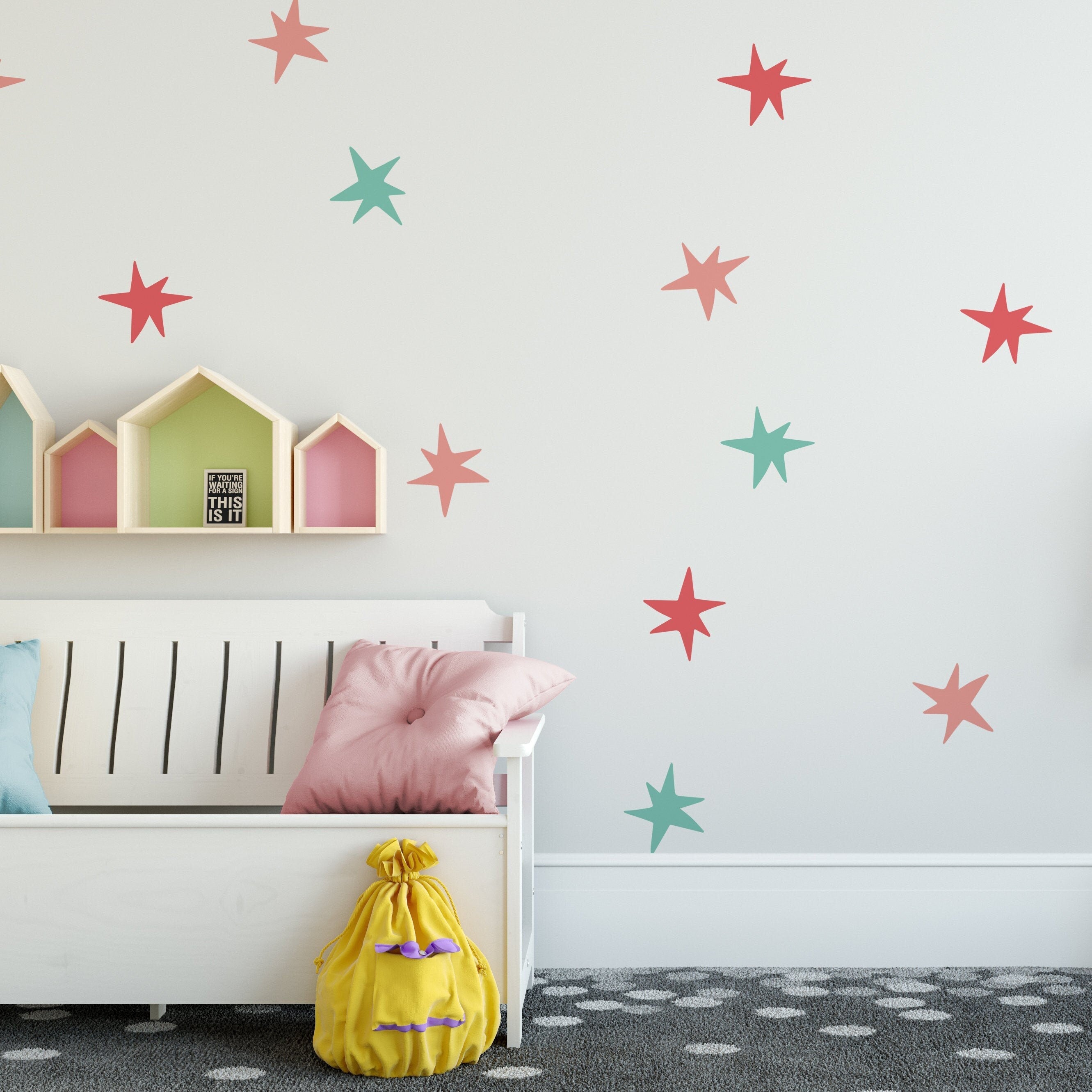 Stars Wall Decals, Nursery Wall Decals,  Childrens Bedroom Decoration, Peel and Stick, 54 Stars, SKU:STPR-0