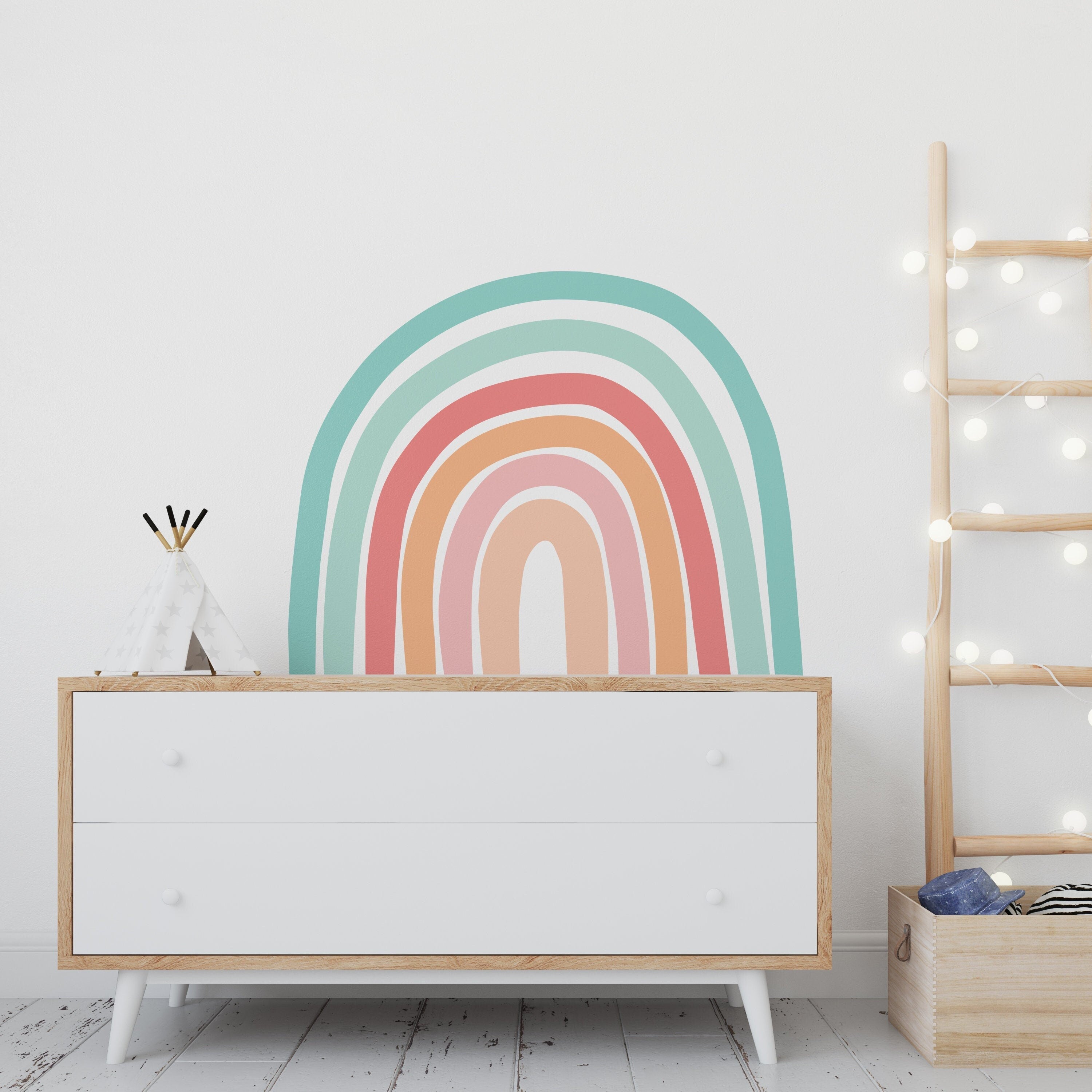 Scandinavian Rainbow Decal, Large Rainbow Decal, Nursery Wall Decor, Playroom Decor, Kids Room Wall Decals, SKU:BGBW-0