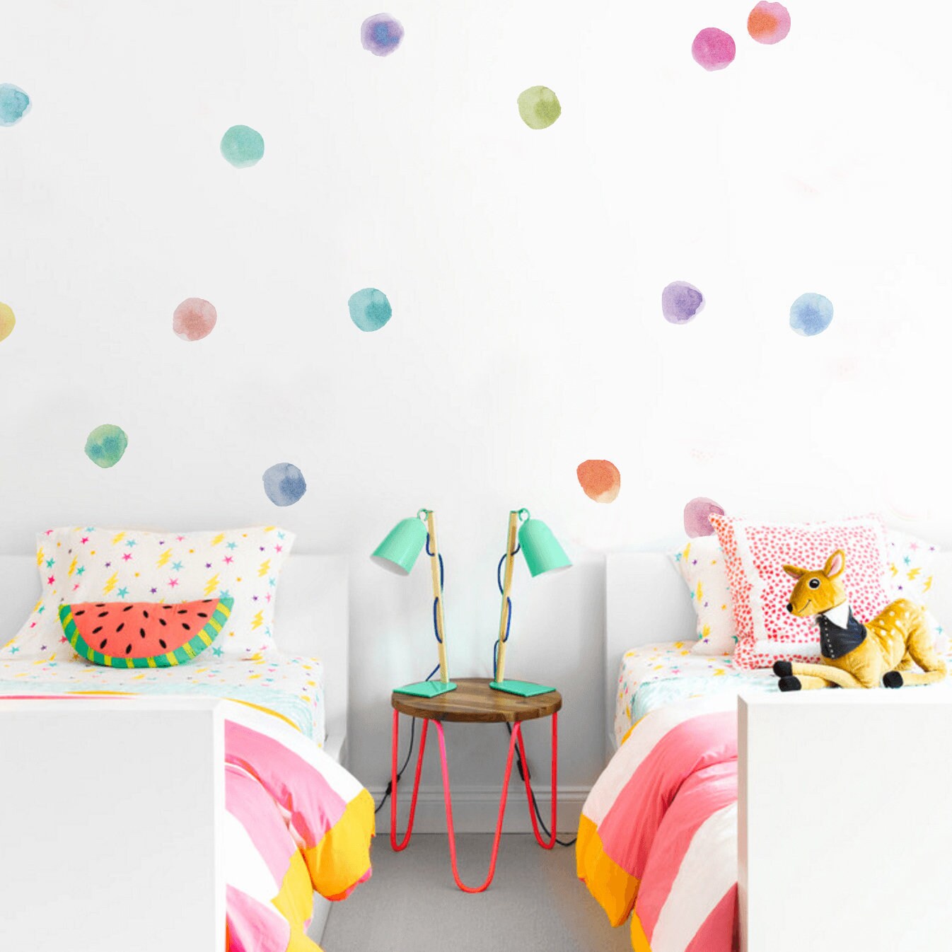 Polka Dots Wall Decals, Color Dots, Watercolor Dots Wall Stickers, Kids Bedroom Decoration, Peel and Stick Decals, 32 Dots, SKU:PDOT-0