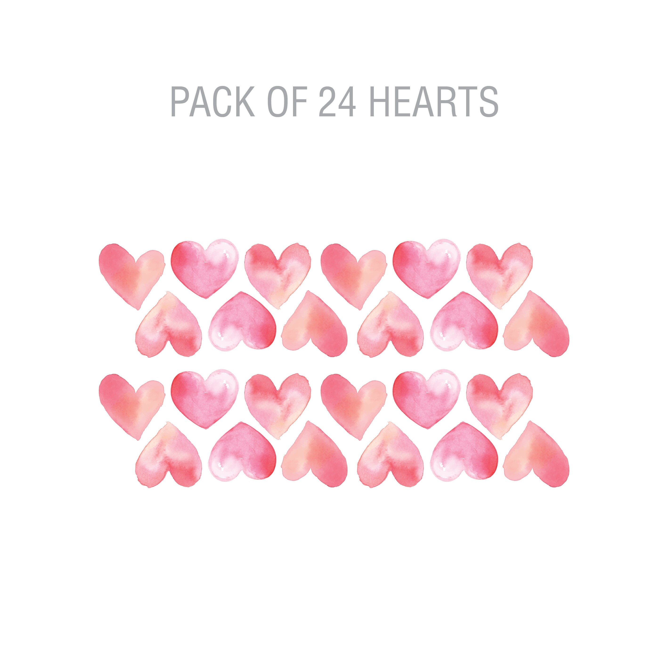 Watercolor Hearts Wall Decal, Nursery Stickers, Pink, Kids Wall Stickers, SKU:EART-2