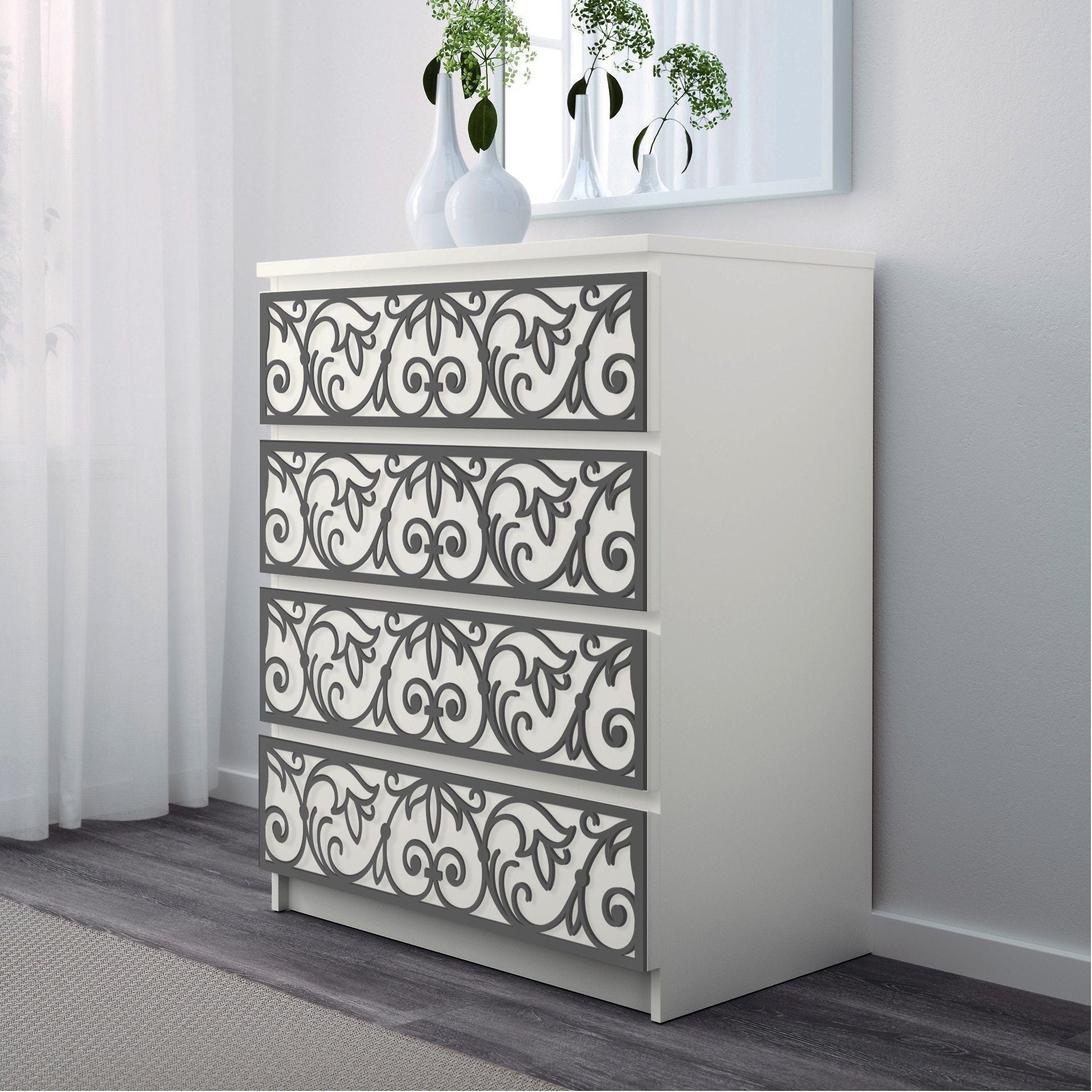 Ornate Appliques Drawers, Fretwork Refurbish Panel, Furniture Hardware Decor Overlays, SKU:FRWA-1