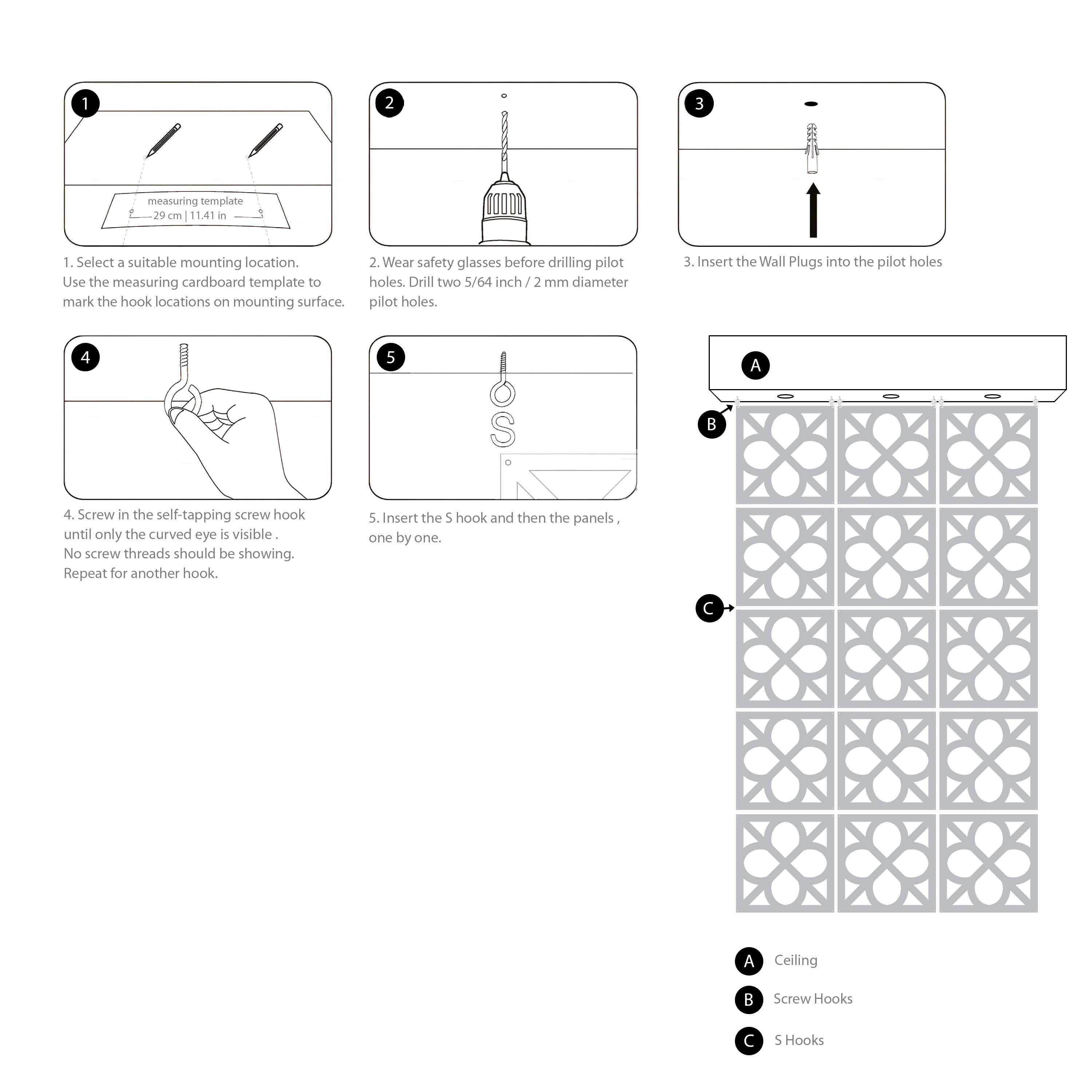 Room Divider ,  Interior partition , Room decor ,Hanging screen - SKU:MO61-4