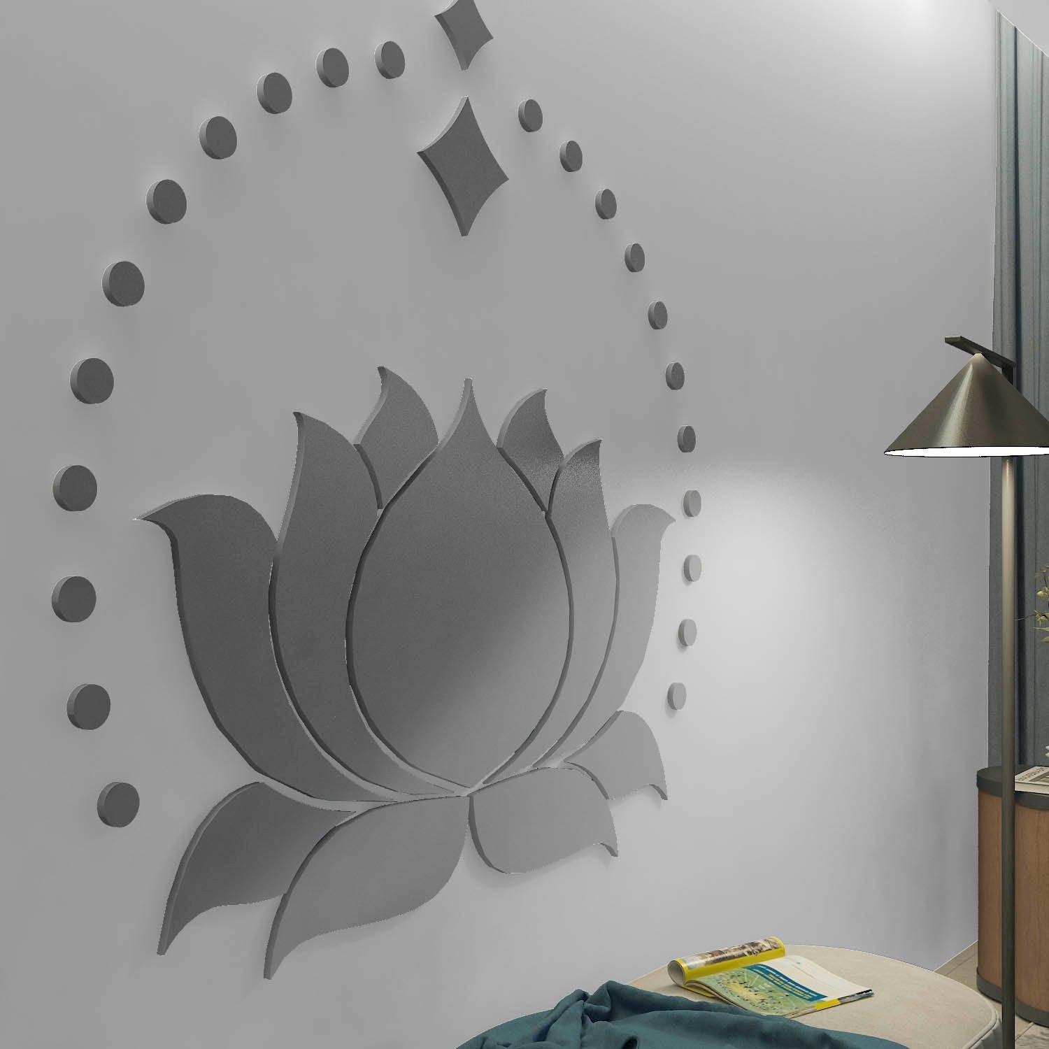 Lotus Flower 3D Wall Art - Yoga Sign - Housewarming Gift - Wall Hangings - 3D Wall Decor - SKU: LOTXL-2