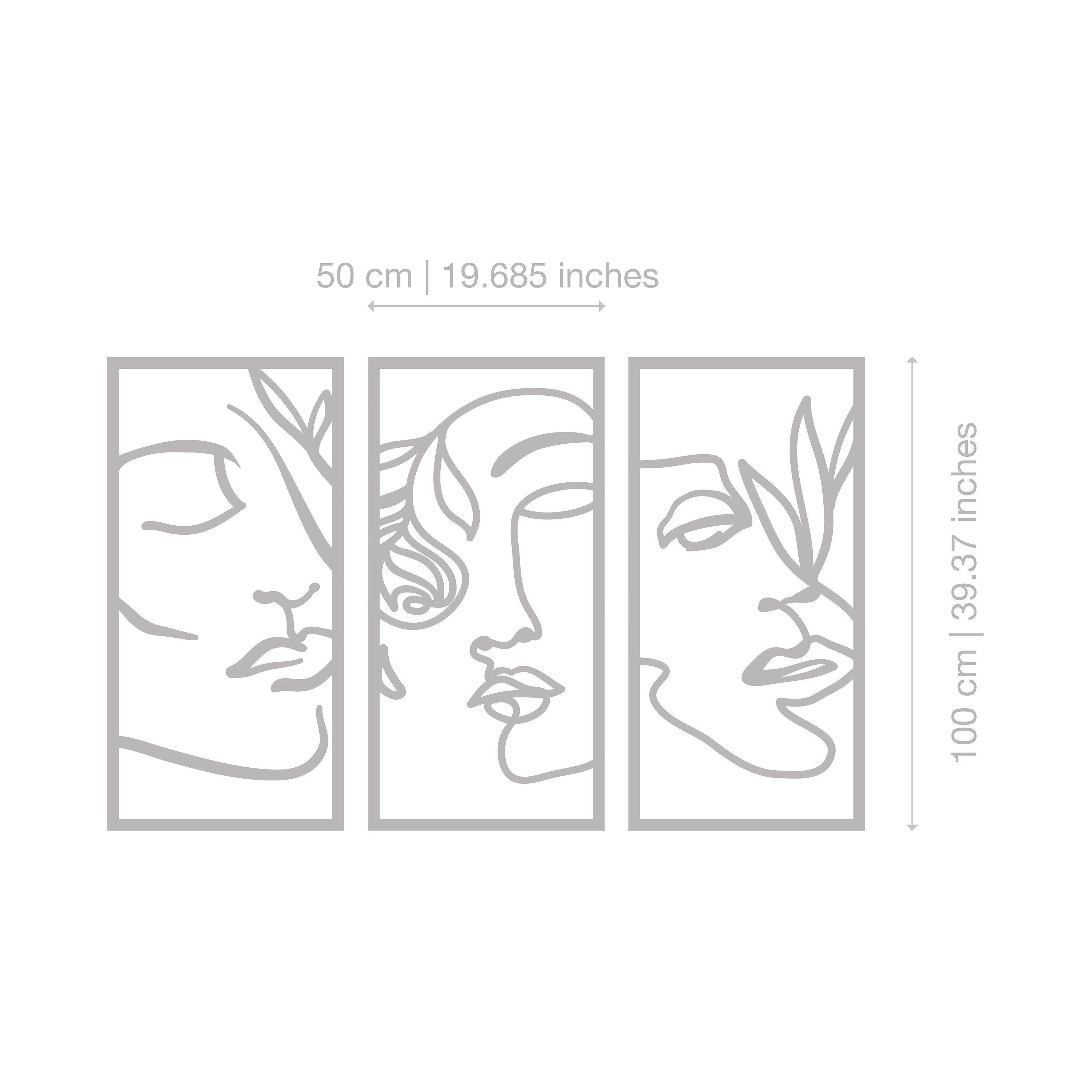 Abstract Line Woman Faces, Line Wall Art, Abstract Drawing, 3D Wall Decoration, Wall Panels, Minimalist Art, 3D - SKU:3FACE-3