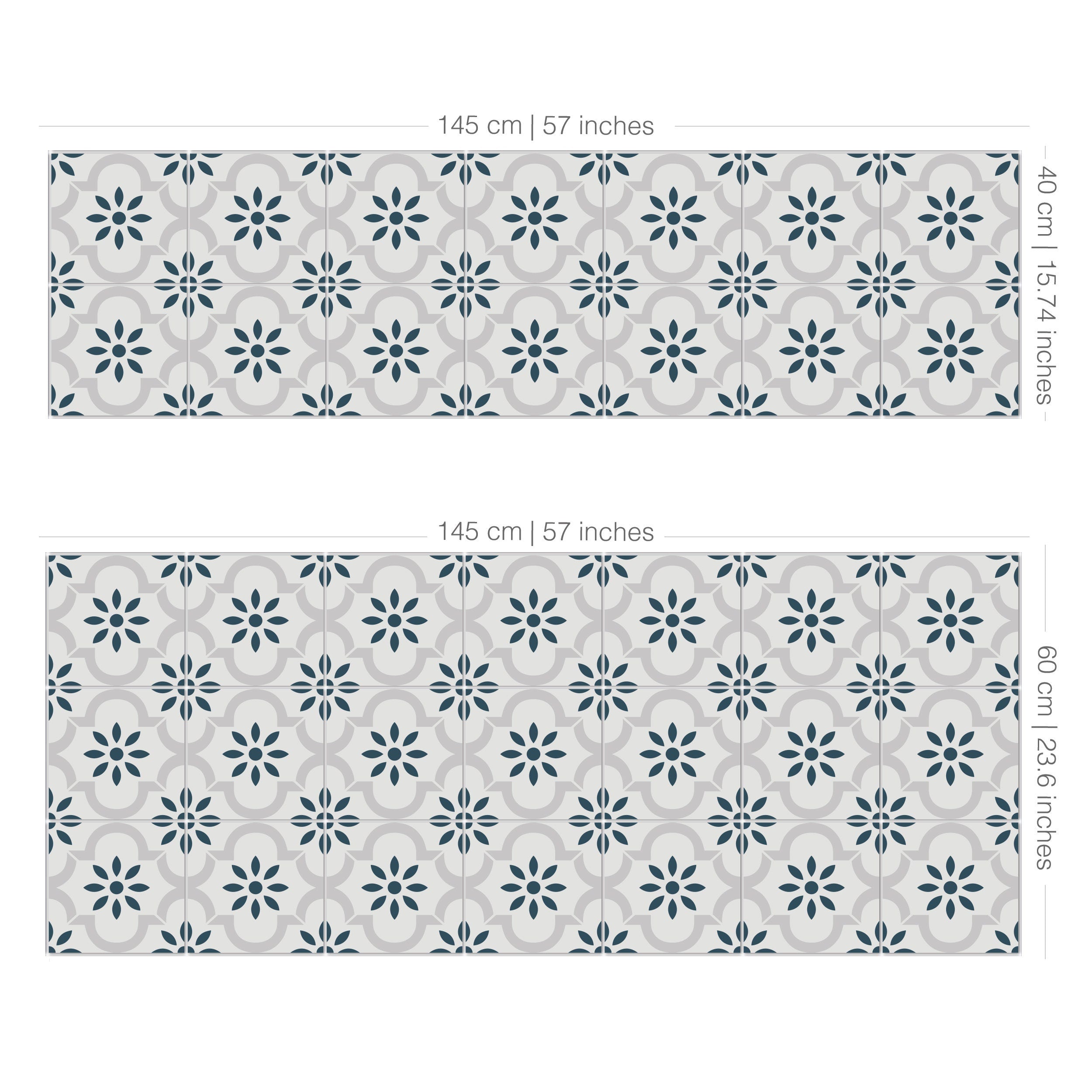 Kitchen Wall Decal - Grey Blue Flower Tile Backsplash - Crédence adhésive - Kitchen Backsplash Peel and Stick in Roll - SKU:RT50-3