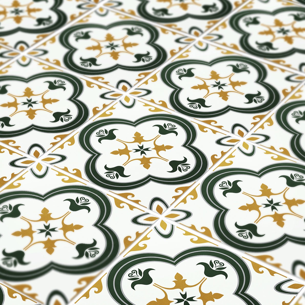 Green Portuguese Tile Stickers, Carrelage Adhésif, Peel & Stick, Tiles for Kitchen/Bathroom, Stickers Carrelage, Pack of 10, SKU:PTGRE-4