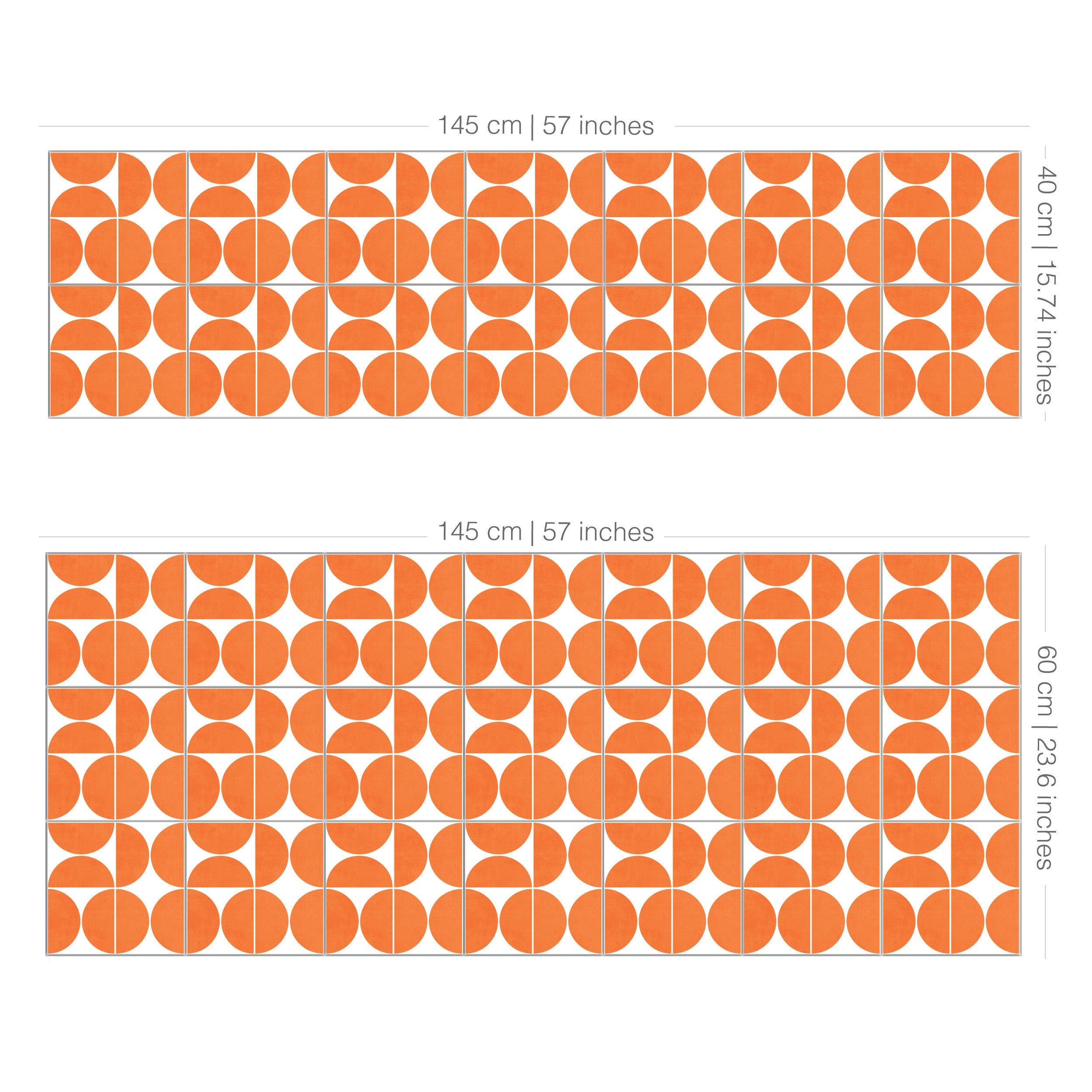 Orange Modern Circles Backsplash Decals - Waterproof - Crédence adhésive - Kitchen Backsplash Peel and Stick in Roll - SKU:RT52-3