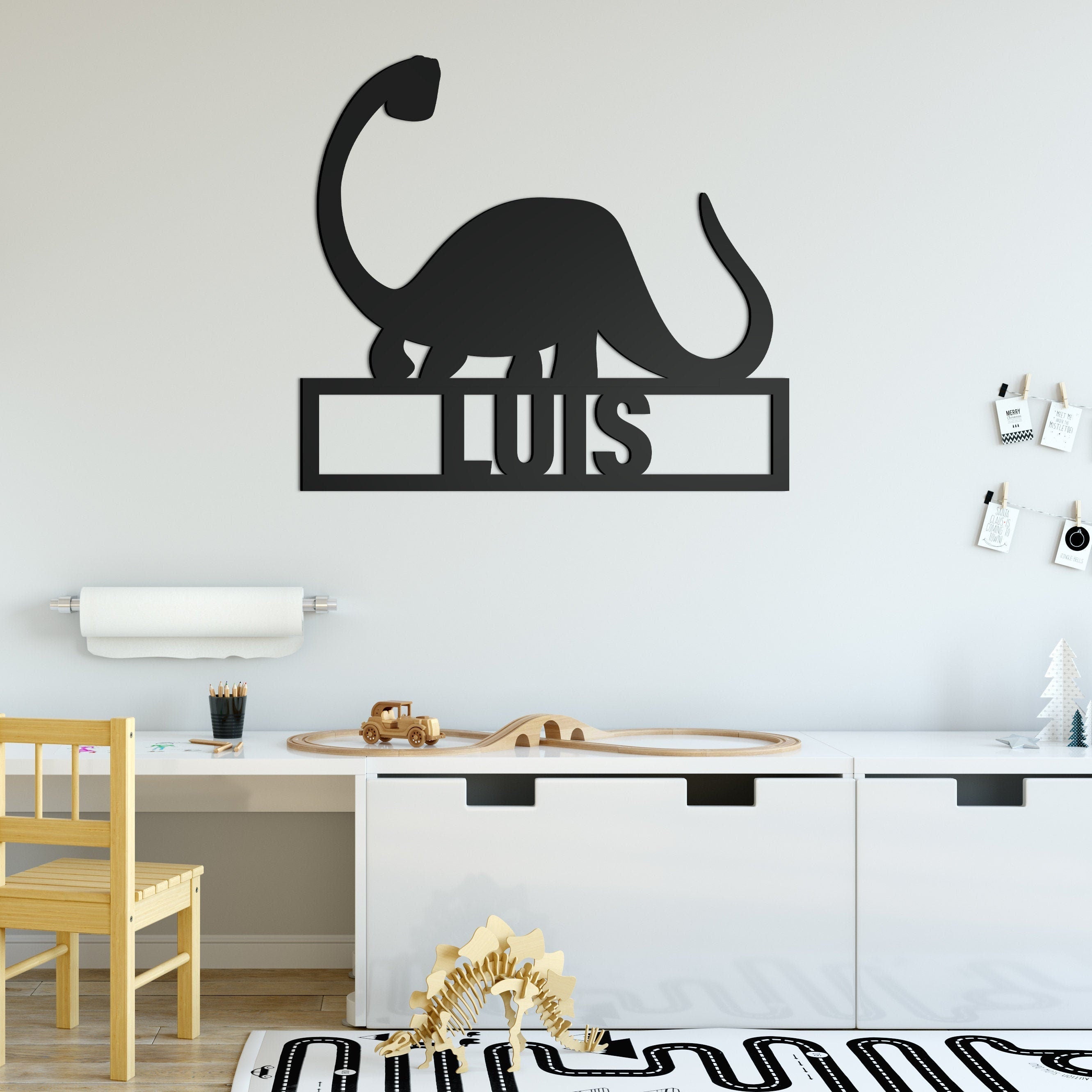 Dinosaur Wall Sign - Custom Name Sign - Apatossaurus - Nursery Wall Decor - Baby Room - Playroom Wall Sign - SKU:CTAP-1