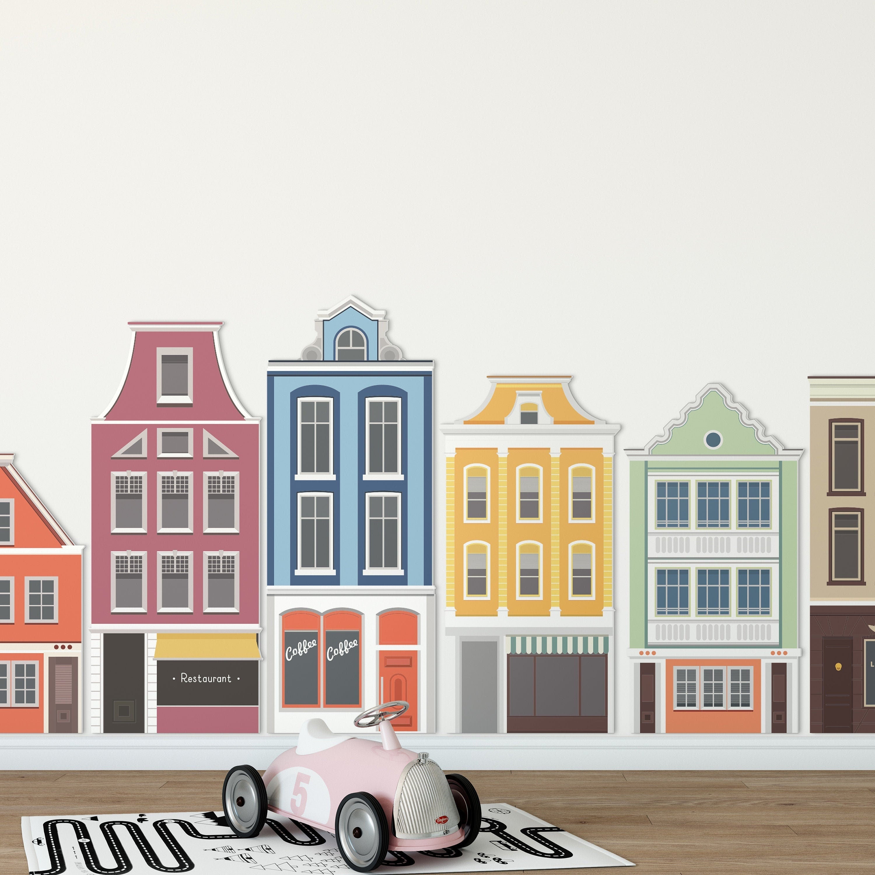 Amsterdam 3D Wall Decor, Colourful Houses, Nursery Wall Decor, Kids Puzzle, Gift for Kids, SKU:AMSH-0