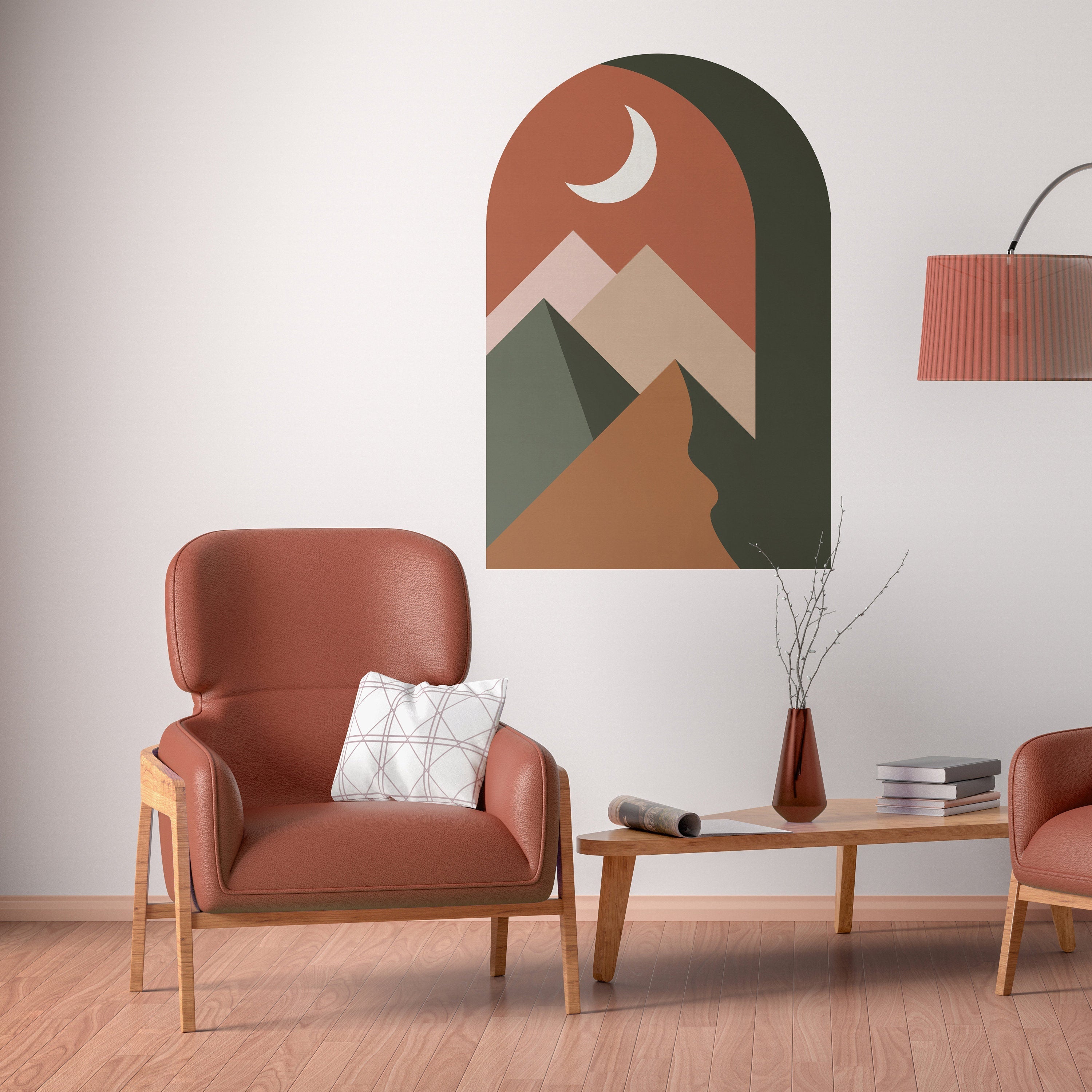 Terracotta Mountains, Boho Abstract Archway, Mountains Wall Decal, Mid Century, Earth Colors Wall Art, Color Block Wall Sticker, SKU:TRMA-1