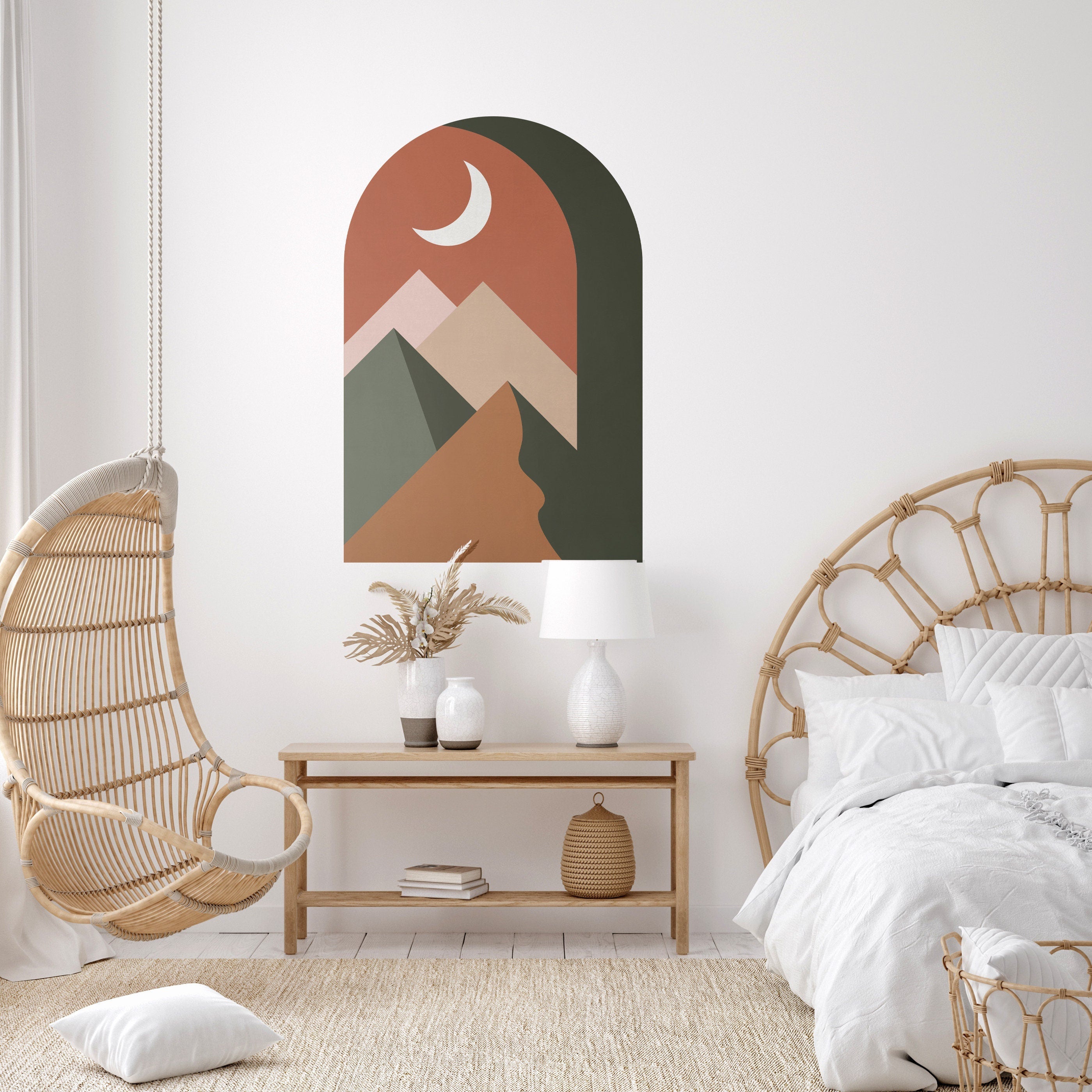 Terracotta Mountains, Boho Abstract Archway, Mountains Wall Decal, Mid Century, Earth Colors Wall Art, Color Block Wall Sticker, SKU:TRMA-0