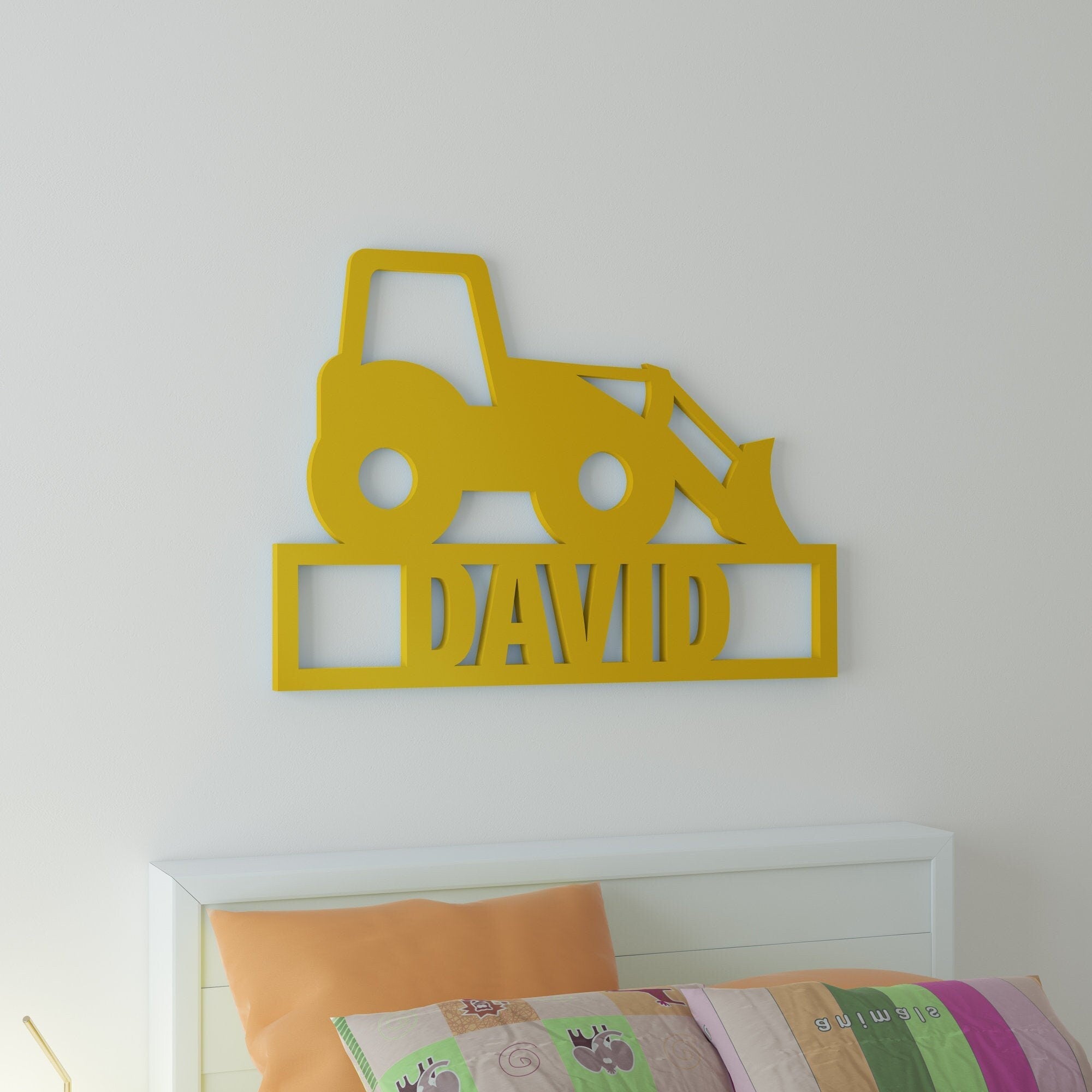 Excavator Digger Wall Sign - Custom Name Sign - Personalized Name - Construction Truck - Boy Bedroom Art - Personalized Sign - SKU:CTEX-0