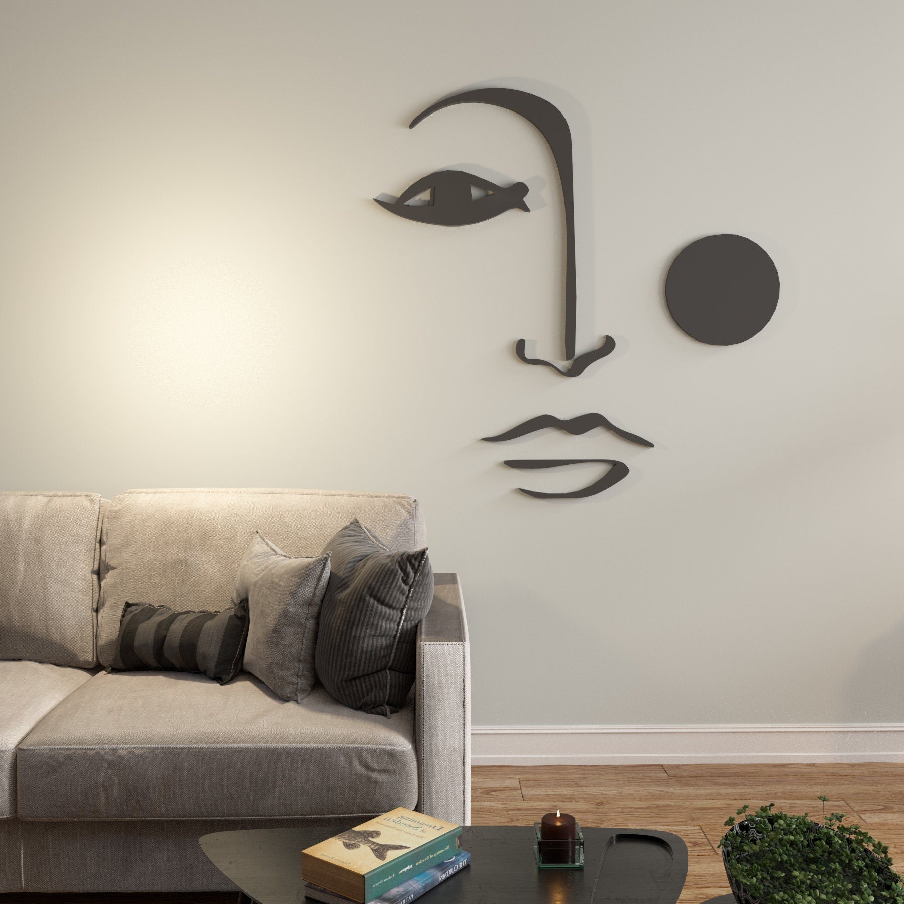 Woman Face Line Art, Abstract Woman, 3D Wall Art, Living Room Decor, Wall Hangings, Feminine One Line Portrait - SKU:WMFC-0