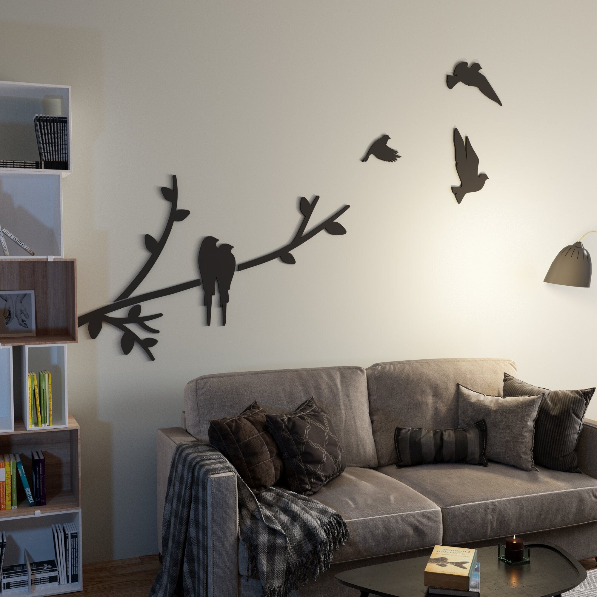 3D Freedom Birds, Birds on Branch, Wall Decor Interior, Wall Art for Office Home Decor Living Room - SKU:FLBI-0