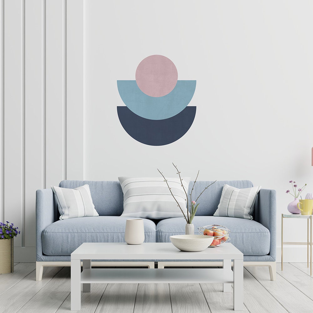 Abstract Shapes, Mid century Art Interior Decor, Abstract Wall Decal, Boho Interior Wall Art, Geometric Wall Art - SKU:ATBC-0