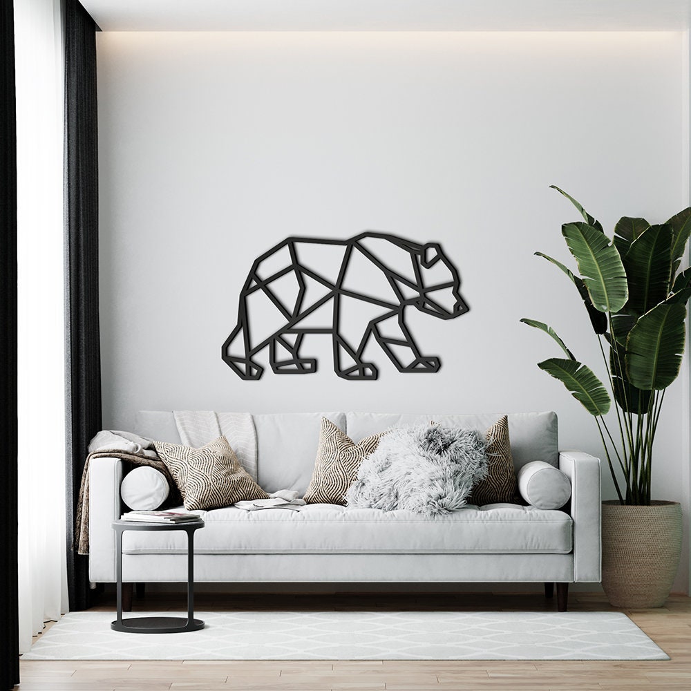 Geometric Bear Wall Decor - Animal Geometric - Geometric 3D Art - Polygonal Animal - Wall Hanging - Outlines - SKU:GBER-1