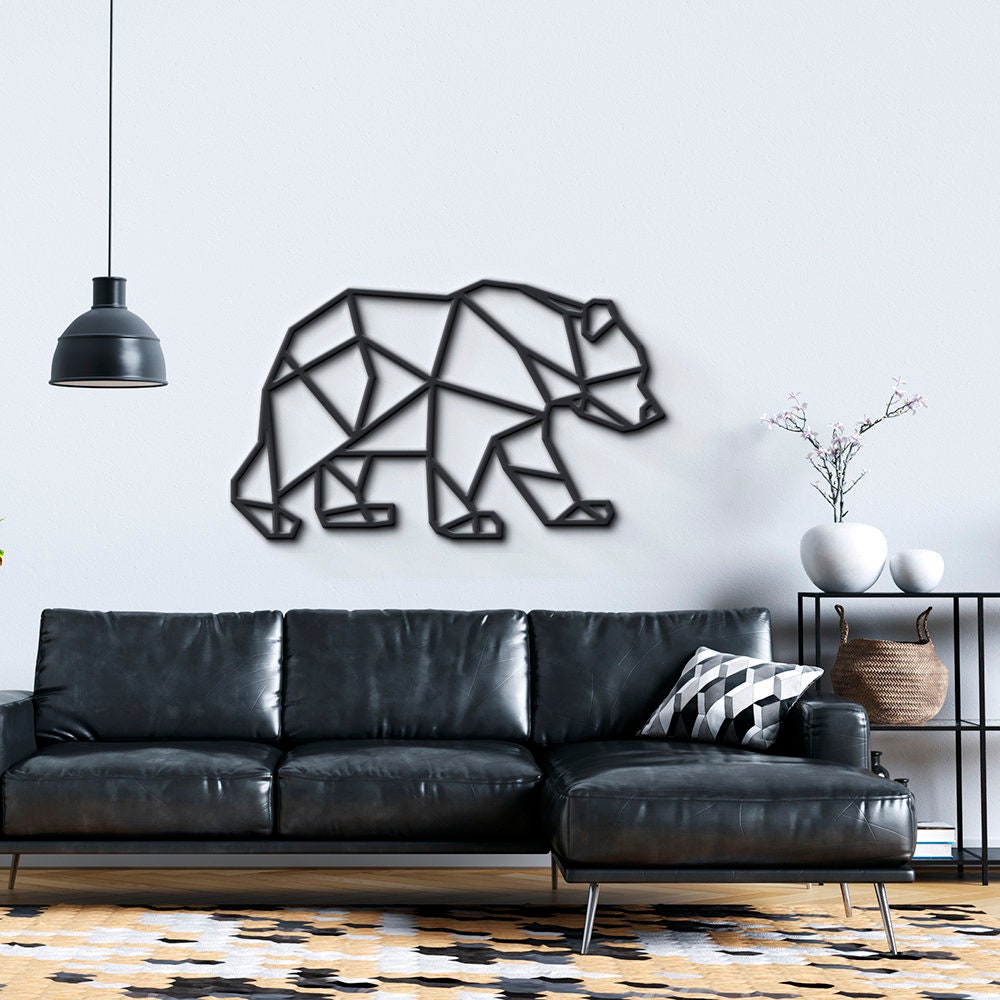 Geometric Bear Wall Decor - Animal Geometric - Geometric 3D Art - Polygonal Animal - Wall Hanging - Outlines - SKU:GBER-0