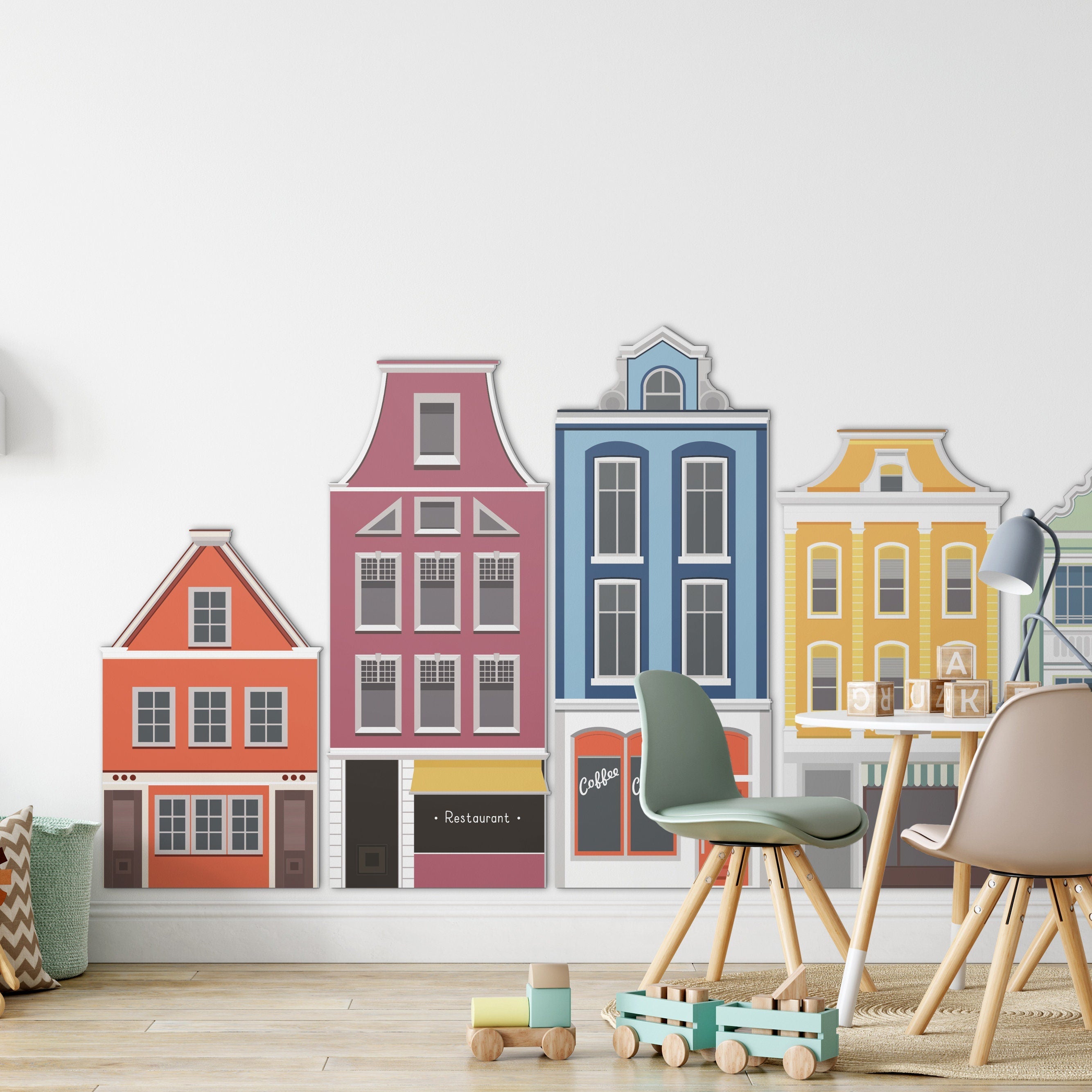 Amsterdam 3D Wall Decor, Colourful Houses, Nursery Wall Decor, Kids Puzzle, Gift for Kids, SKU:AMSH-1