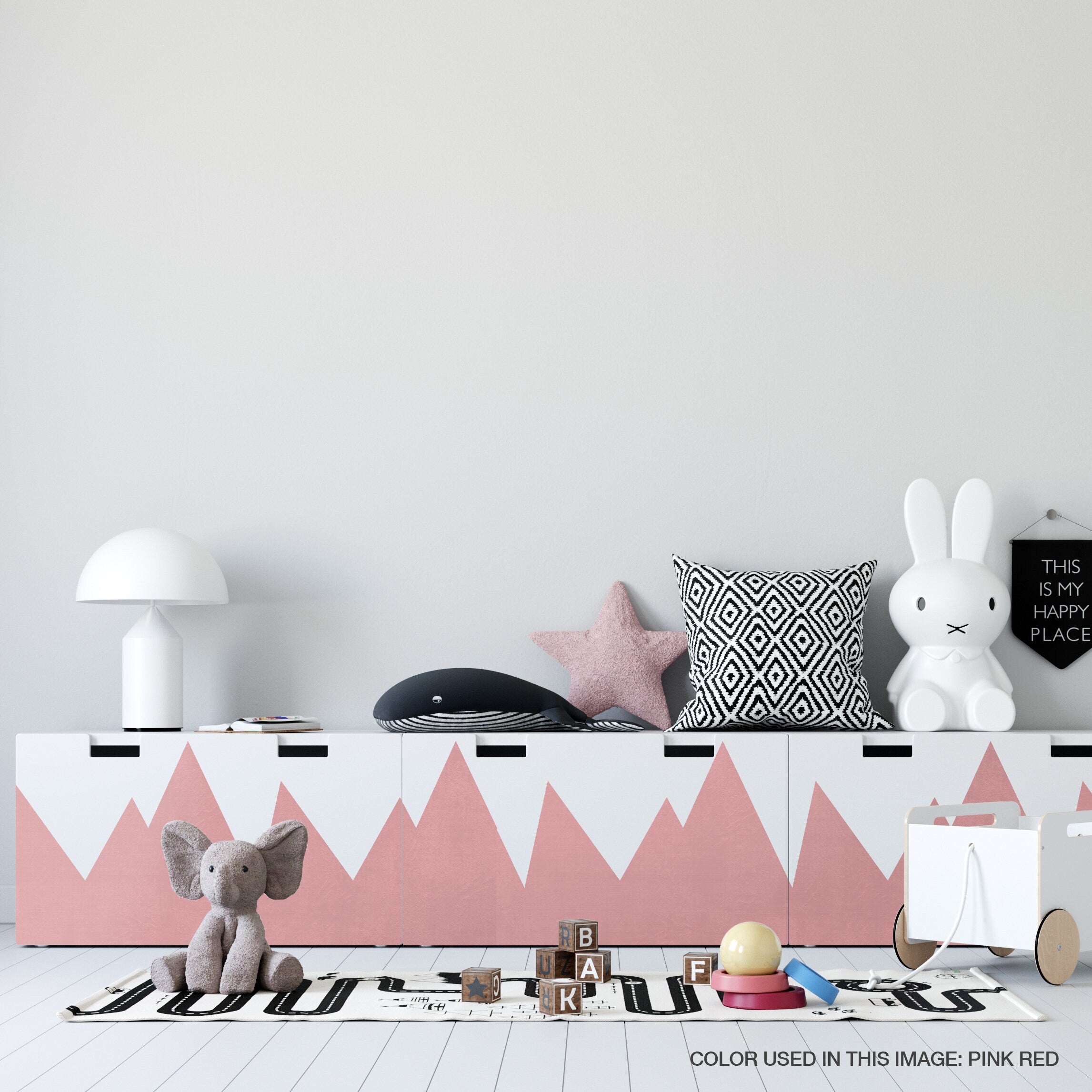 Mountains Furniture Decals, Scandinavian Nursery Decor, Adhesive Vinyl to Cover Furniture, Color Blocking, Nursery Stickers, SKU:MTXC-1