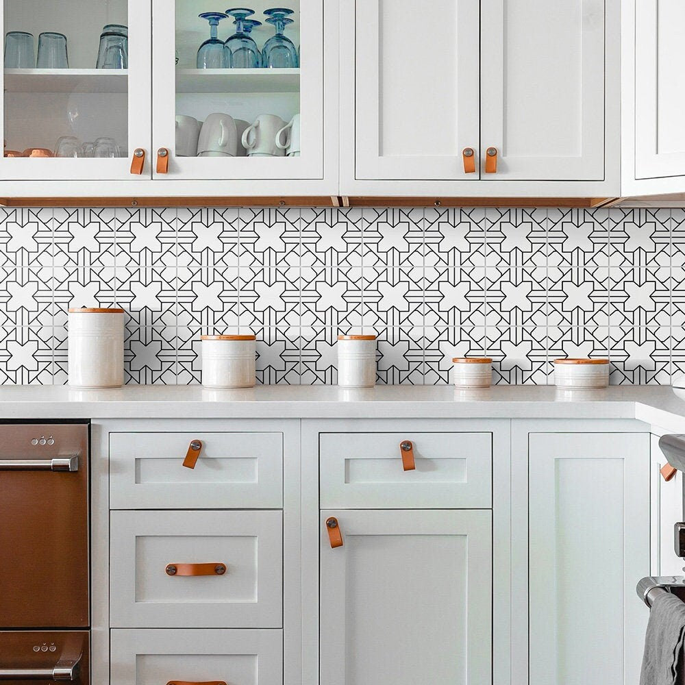 White Kasbah Backsplash Tiles - Waterproof - Kitchen backsplash peel and stick in roll - Cuisine Adhésive - SKU:RT53-0