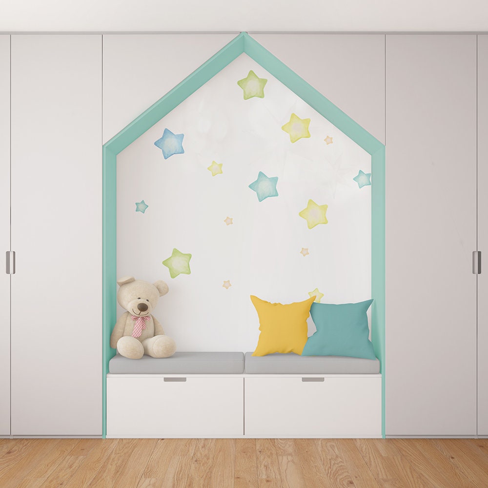 Watercolor Stars Wall Decals, Nursery Stickers, Ombre Stars, Kids Wall Stickers, Pastel Colors, SKU:STBG-1