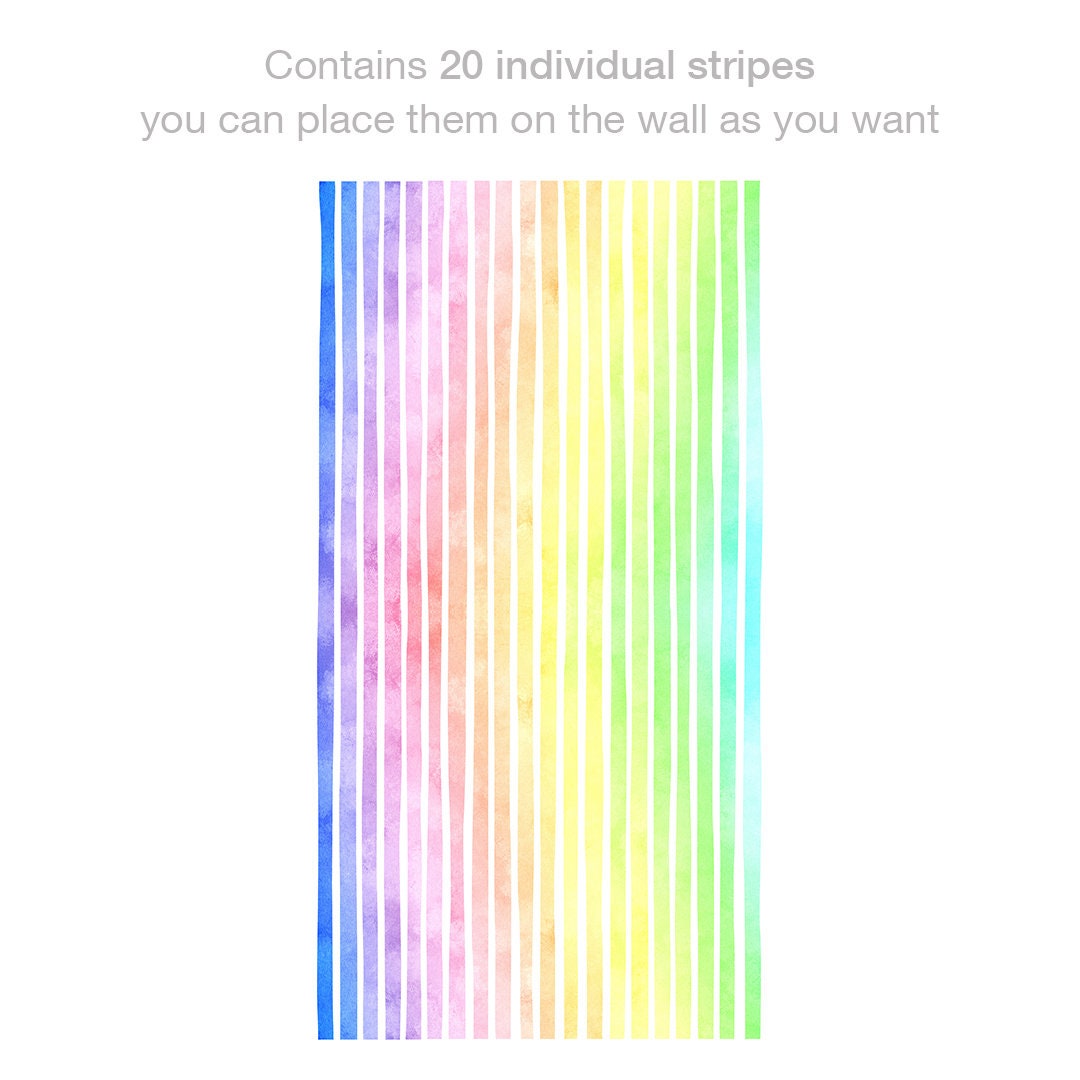 Watercolor Stripes, Nursery Wall Decal, Wall Decals Extra Large, Kids Bedroom, Rainbow Watercolour, Peel and Stick, SKU:WCRS-2