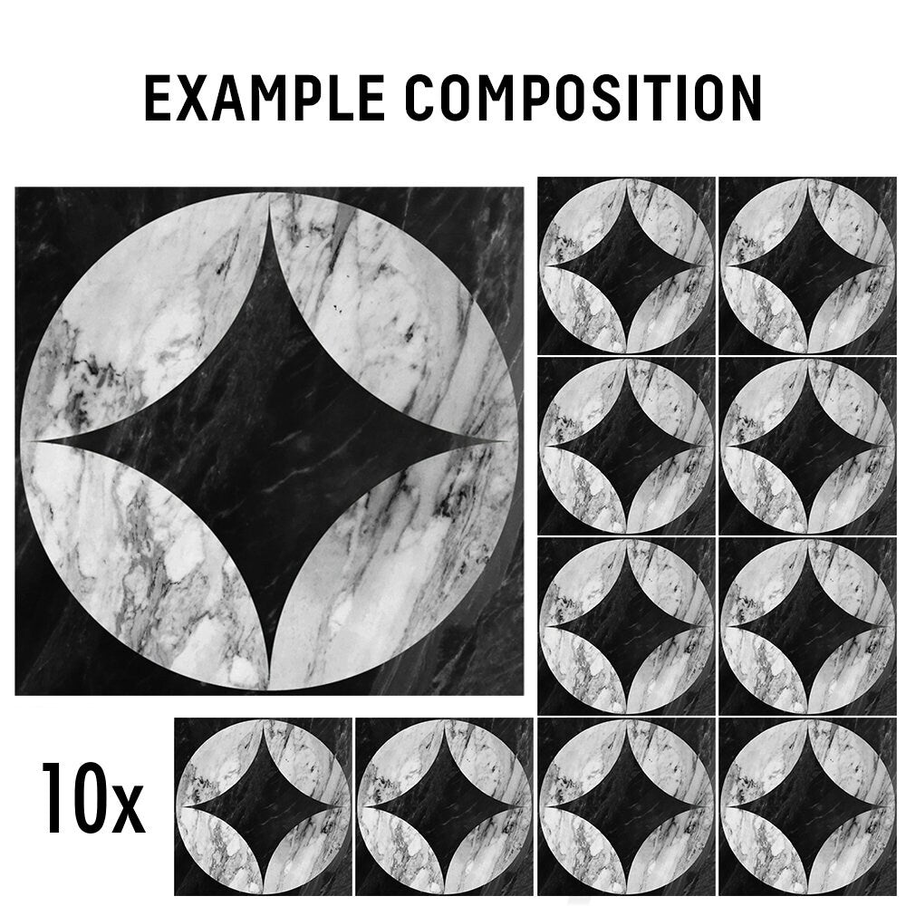 Dark Marble Tile Stickers, Suitable for Wall and Floor, Waterproof & Removable, Fireplace Hearth, Pack of 10, SKU:GBKM-4