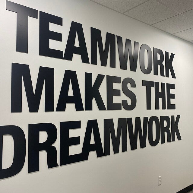 Teamwork makes the Dreamwork, 3D Office Wall Art, Meeting Room Wall Decor, Inspirational and Motivational Art, SKU:TWDW-1