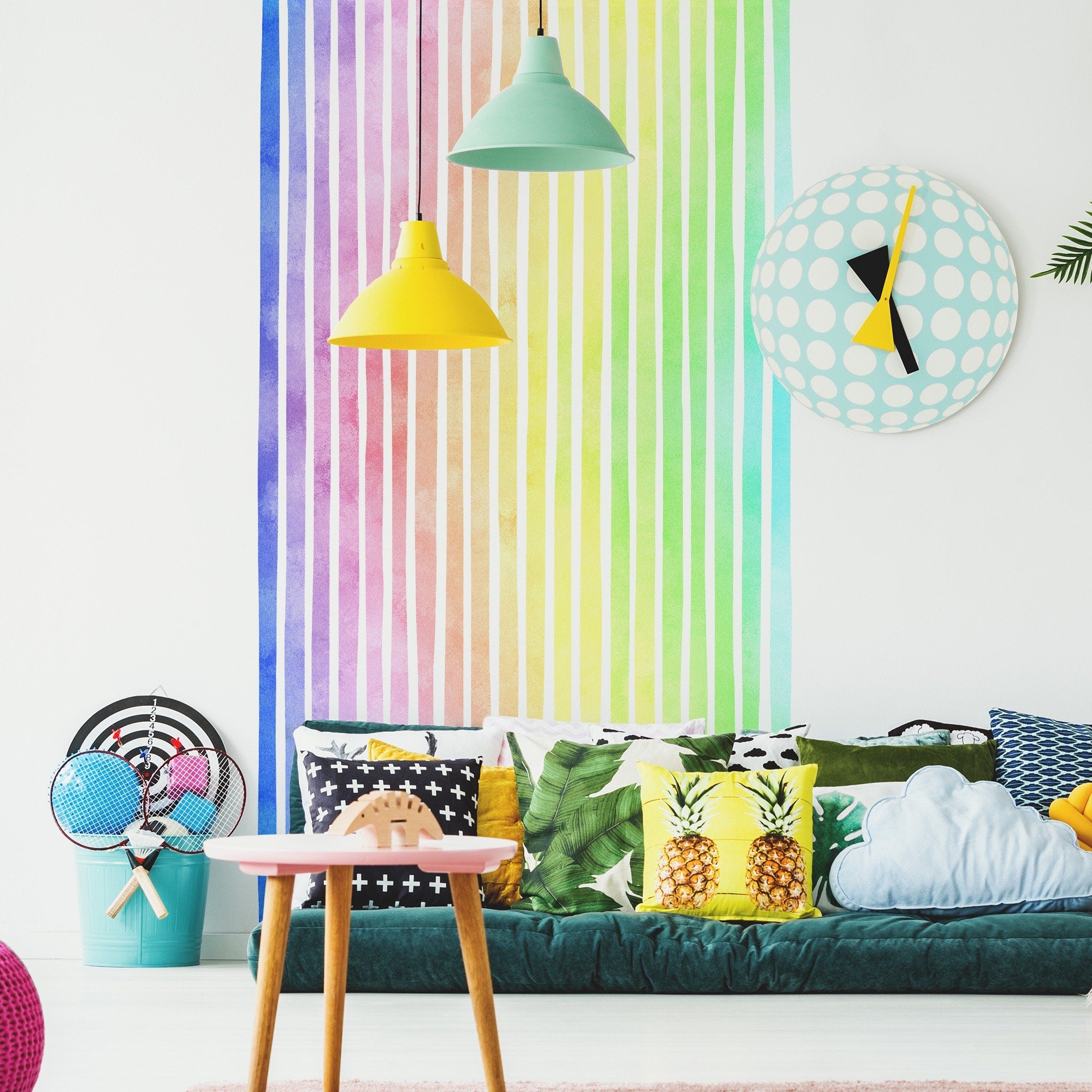 Watercolor Stripes, Nursery Wall Decal, Wall Decals Extra Large, Kids Bedroom, Rainbow Watercolour, Peel and Stick, SKU:WCRS-0