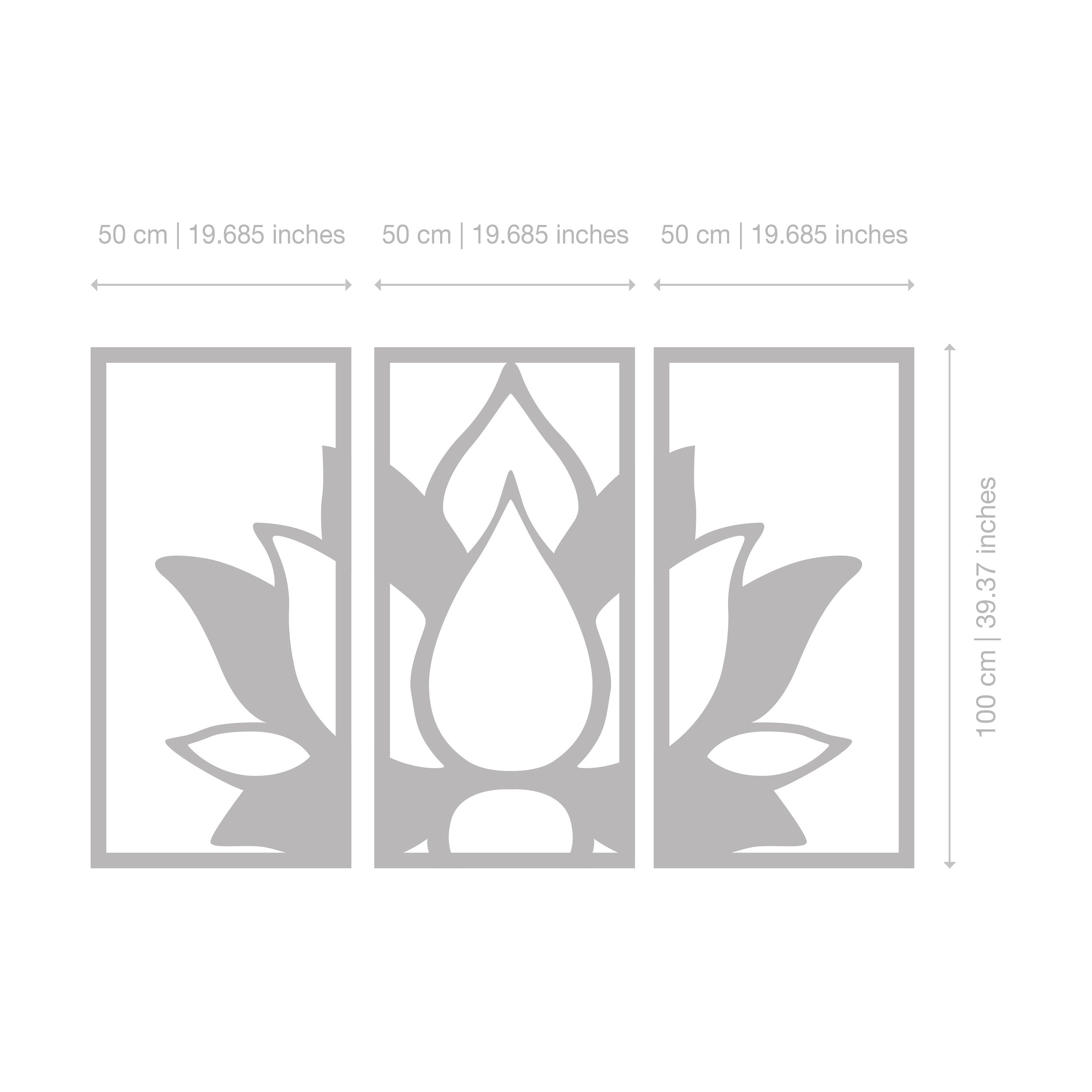 Lotus Flower Wall Panels, Yoga Sign, Hanging Wall Art Yoga, Decor Yoga Studio, Lotus Blossoming, Housewarming Gift, 3 Pieces, SKU:LTFW-3