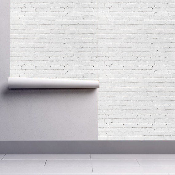 Bricks Removable Wallpaper - White Bricks Wallpaper - Self-adhesive - Peel and Stick - Fabric Wallpaper- Wall Mural - Wallpaper - SKU: BRICK-1