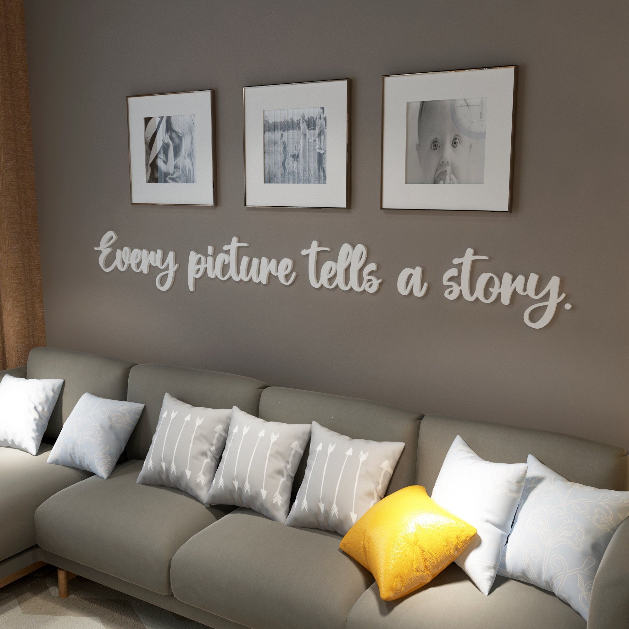 Every Picture Tells a Story, Wall Decoration,  Wall Art for a Modern Gallery Wall, Family Wall Art, Above Couch Sign - SKU:EPTS-1