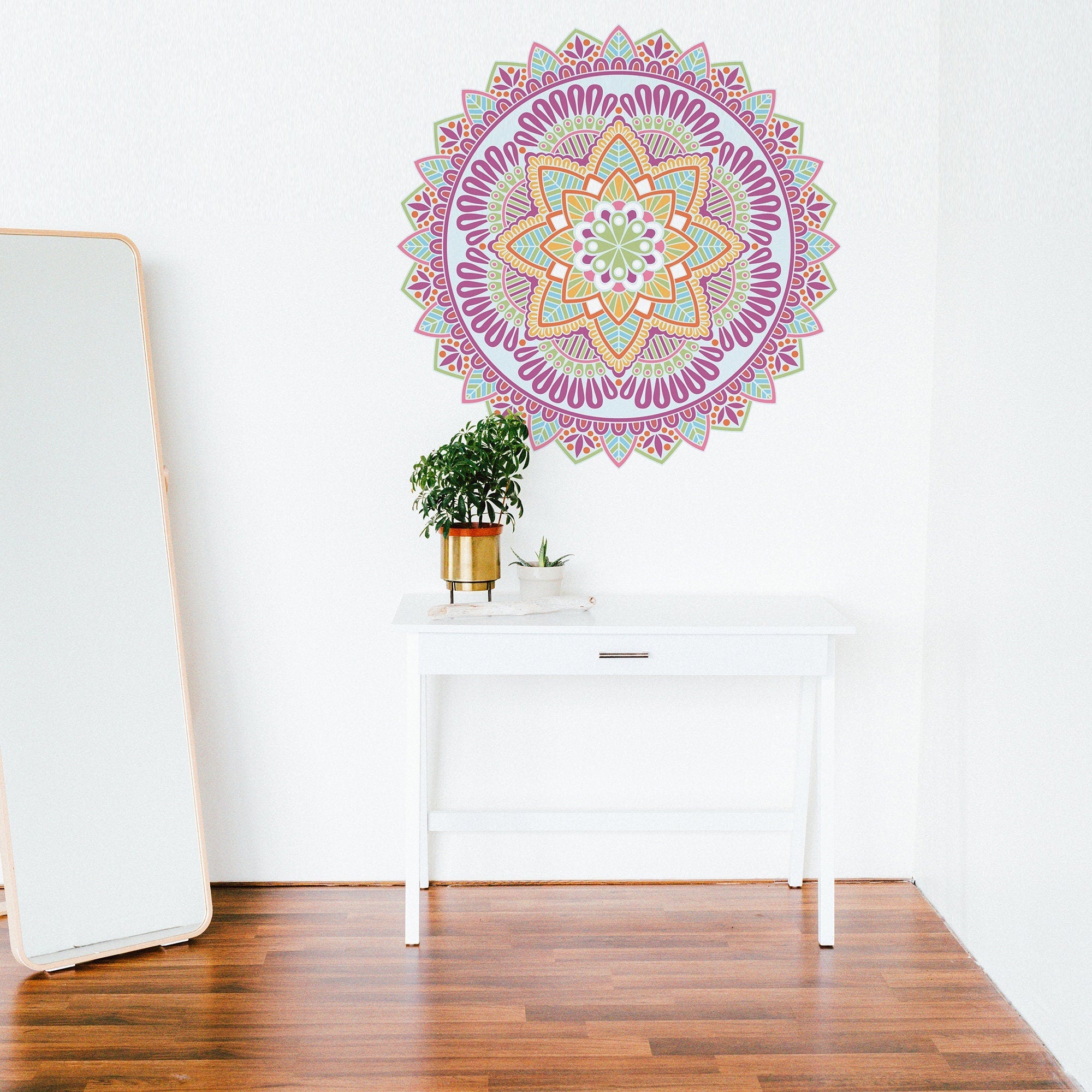 Chakras Colors Mandala, Sahasrara Mandala, Sacred Geometry, Mandala Wall Decal, Yoga, Living Room Decor, SKU:CKRS-2