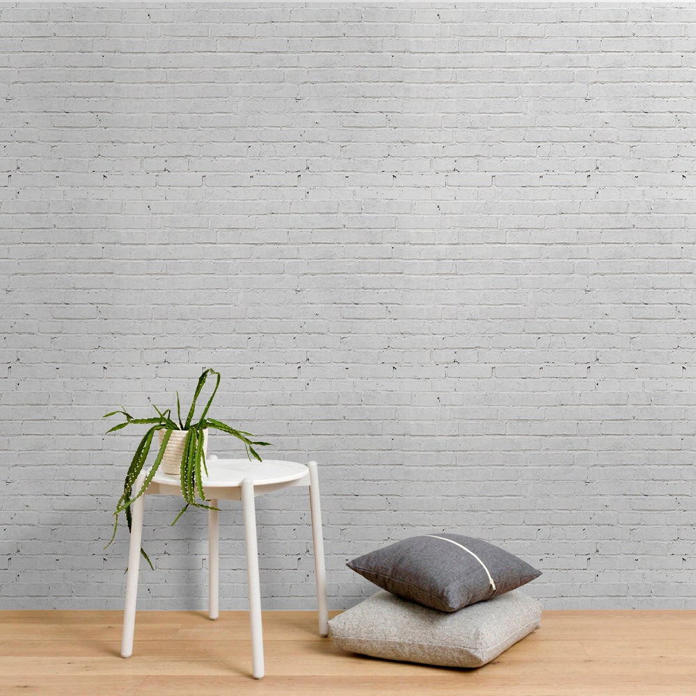 Bricks Removable Wallpaper - White Bricks Wallpaper - Self-adhesive - Peel and Stick - Fabric Wallpaper- Wall Mural - Wallpaper - SKU: BRICK-4