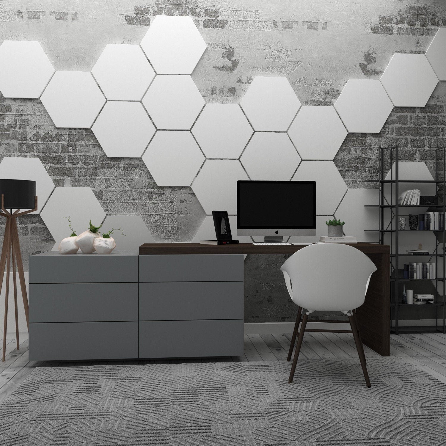 Honeycomb Decorative Wall Art, 15 Hexagons per pack, Hexagon Shape, Geometric Wall Design - SKU:HEX15-0