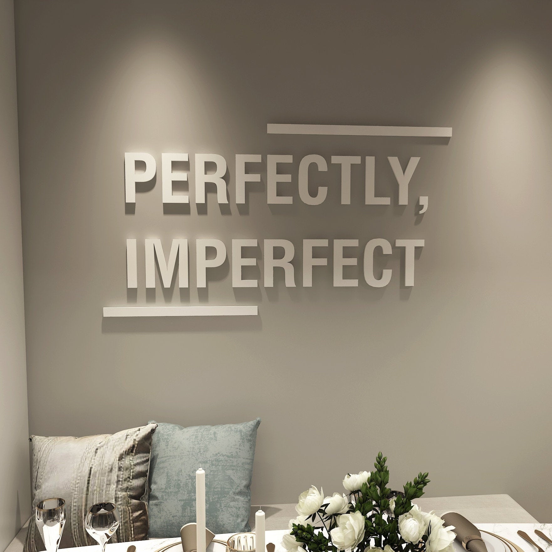 Perfectly Imperfect, Quote Wall Art, Home Decor, Affirmation Wall Hanging, Beauty Salon, Home Office Decor, SKU:TLYT-0