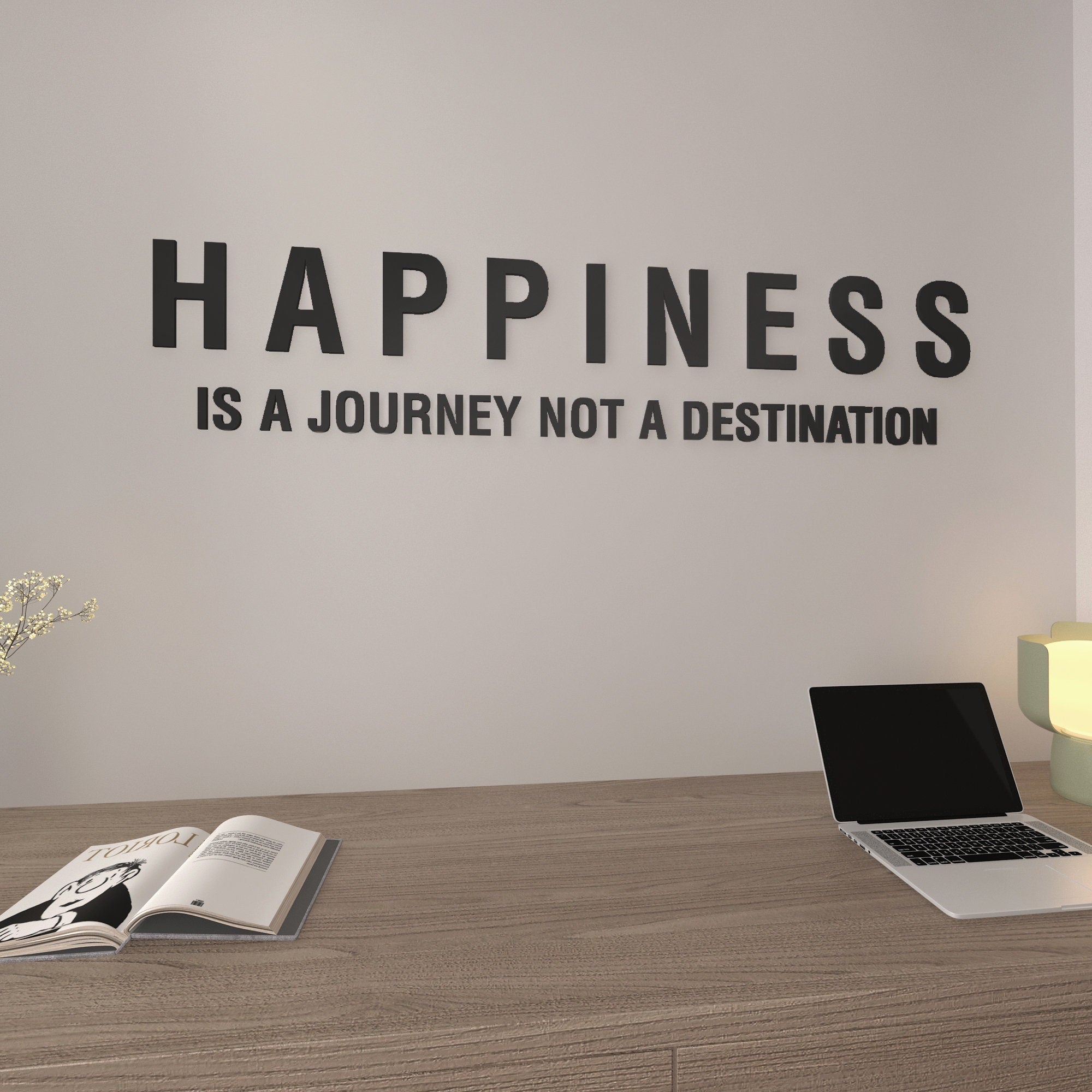 Happiness Is a Journey Not a Destination, Positive Life Quote, Inspirational Wall Words, Happy Inspirational Phrase, SKU:HPIS-1