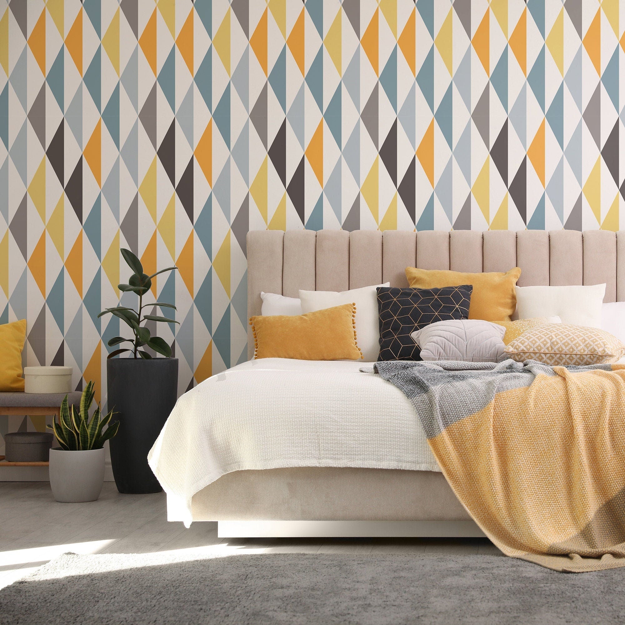 Scandinavian Wallpaper Yellow  - Removable Wallpaper - Reusable - SKU:SLSP-0