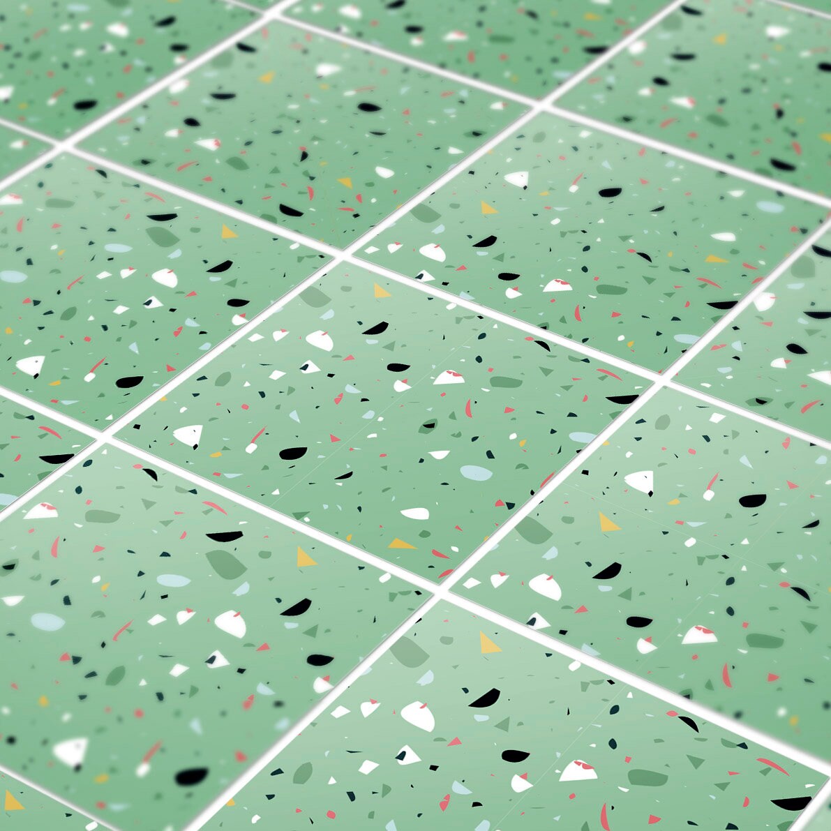 Green Terrazzo Tile Stickers, Peel & Stick, Tiles for Kitchen/Bathroom, Removable Vinyl, Peel n Stick, Pack of 10, SKU:GTTI-4