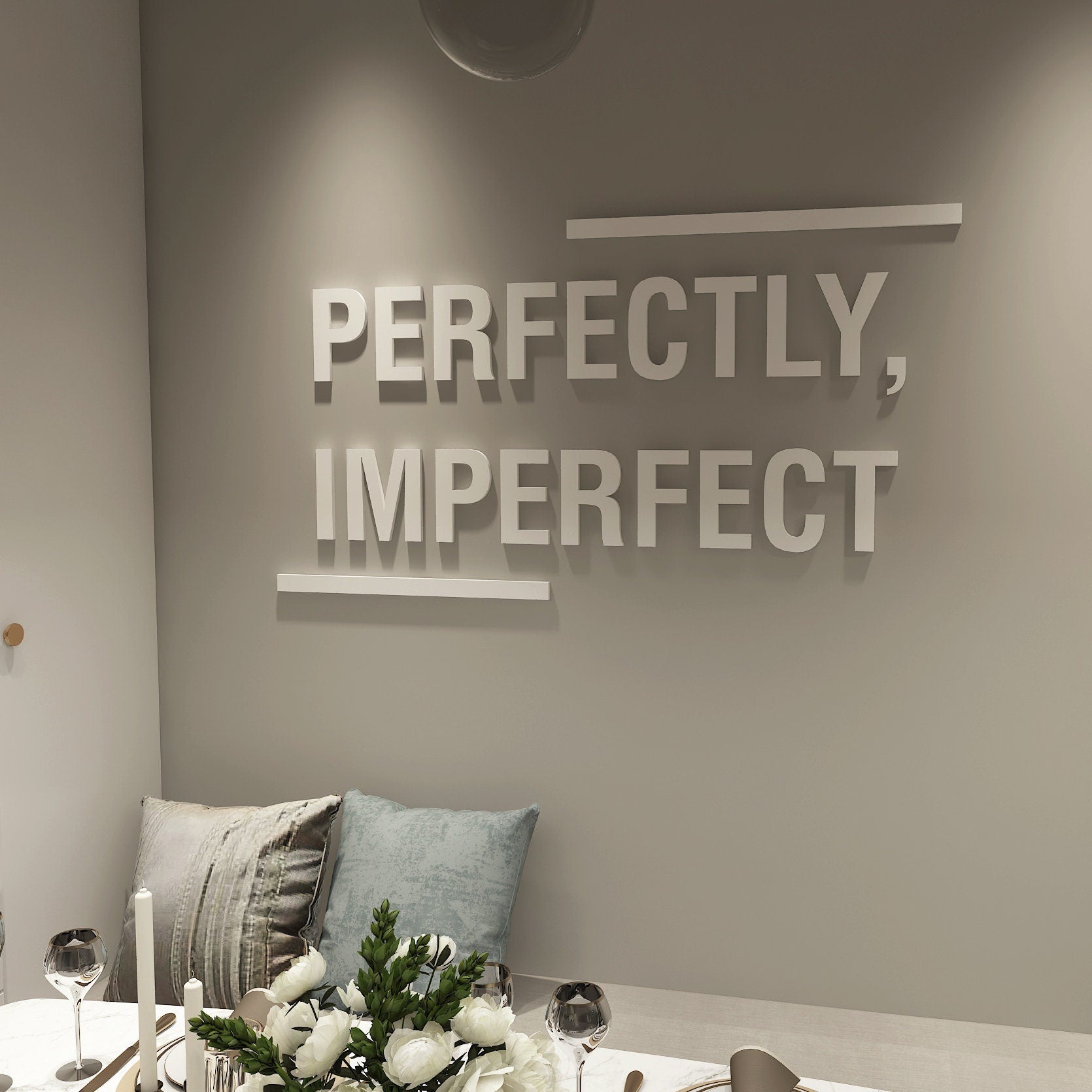 Perfectly Imperfect, Quote Wall Art, Home Decor, Affirmation Wall Hanging, Beauty Salon, Home Office Decor, SKU:TLYT-3