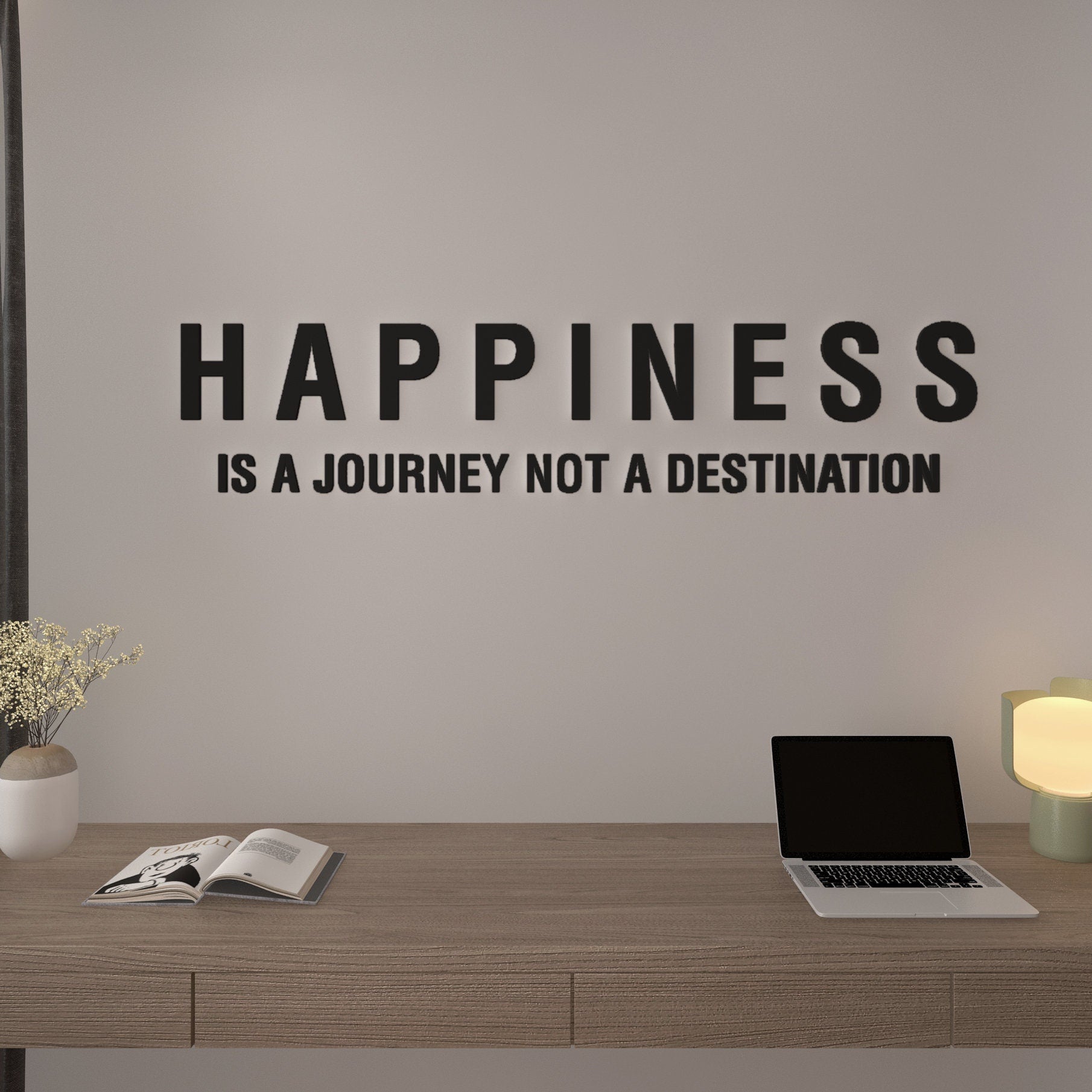 Happiness Is a Journey Not a Destination, Positive Life Quote, Inspirational Wall Words, Happy Inspirational Phrase, SKU:HPIS-3